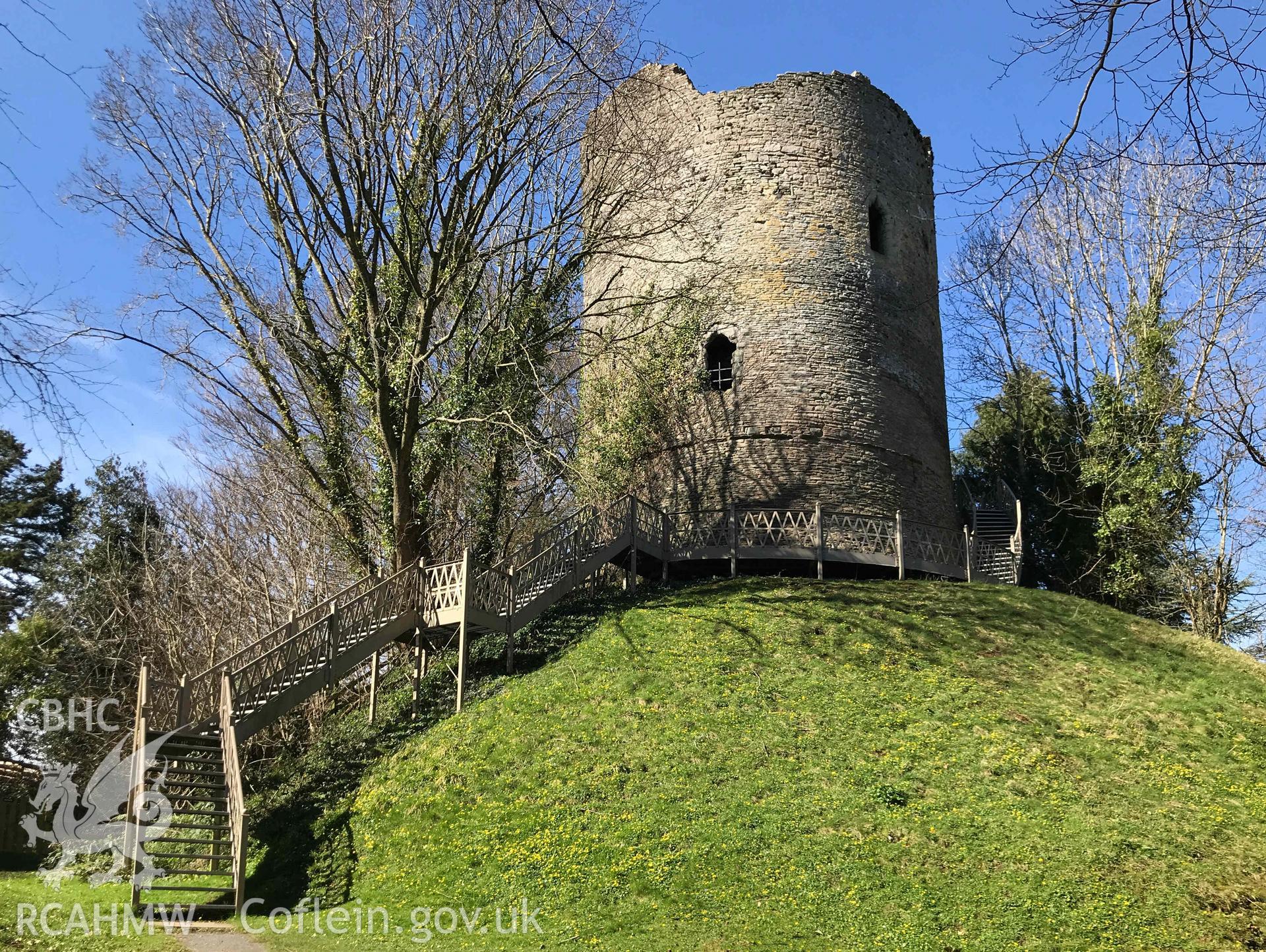 Digital photograph of Bronllys castle tower. Produced by Paul Davis in 2020