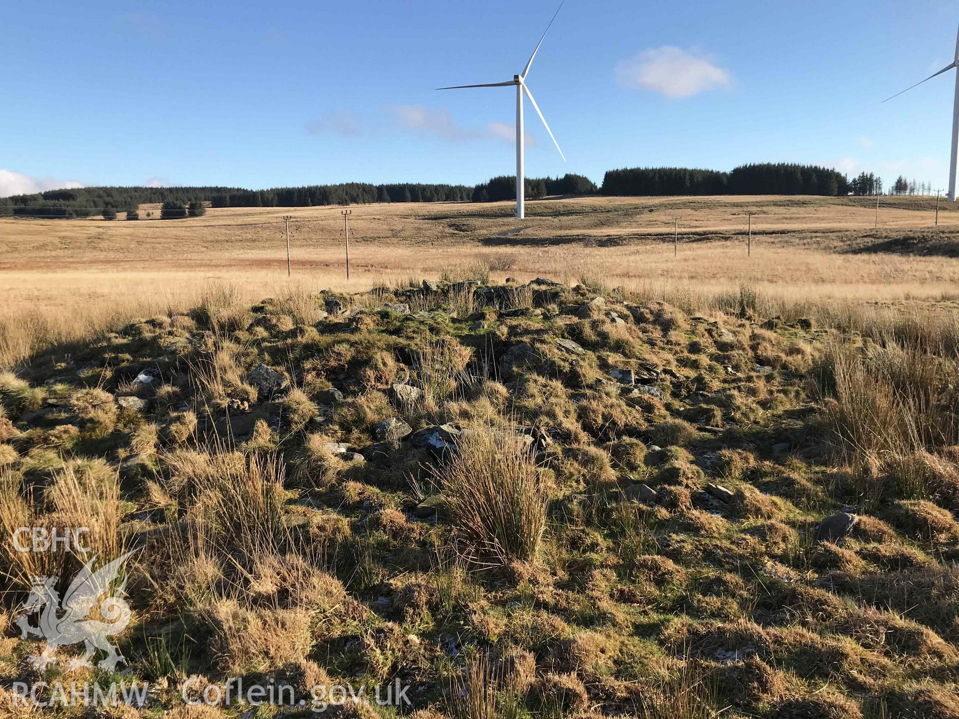 Digital photograph of Nant Swyddau round barrow, produced by Paul Davis in 2020