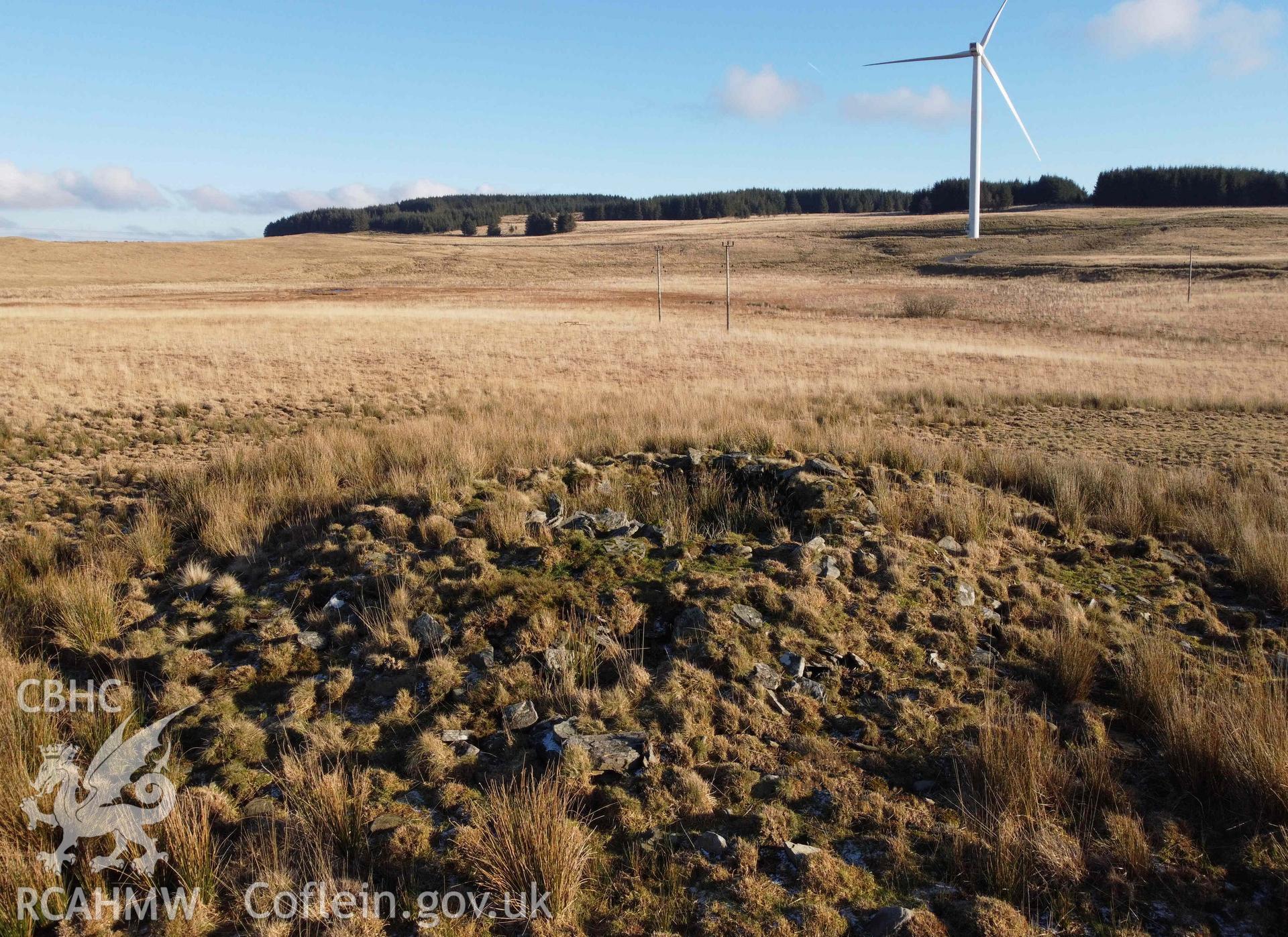 Digital photograph of Nant Swyddau round barrow, produced by Paul Davis in 2020