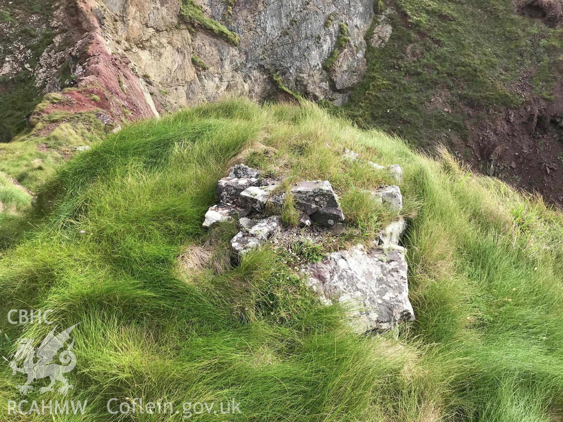 Digital photograph showing remains of gateway at Sheep Island, Pembrokeshire, produced by Paul Davis in 2020