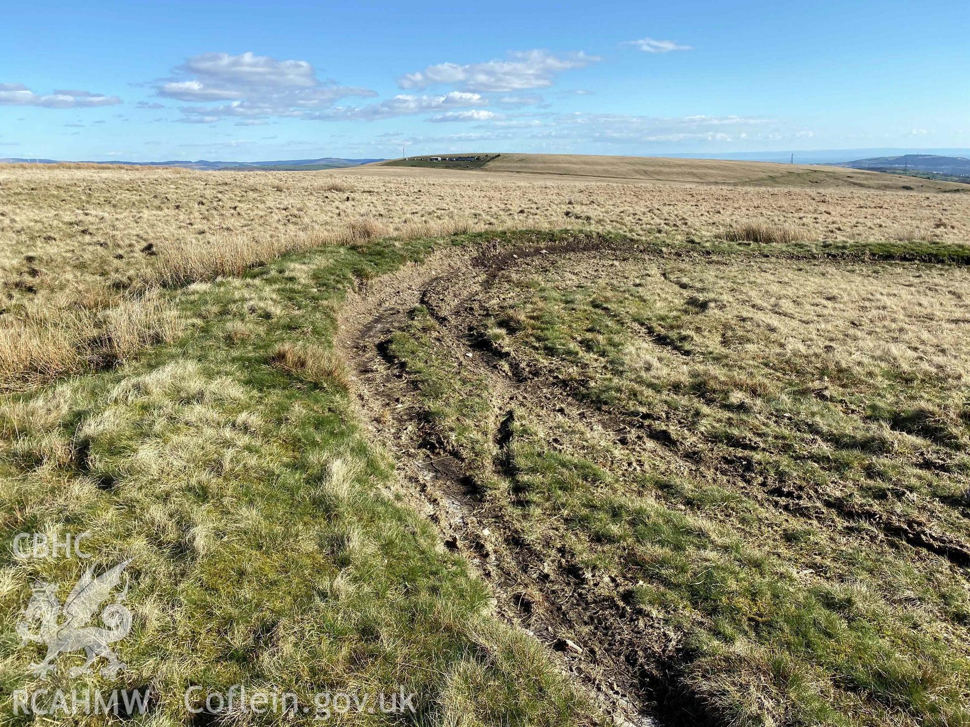 Digital photograph of motorbike damage at Tor Clawdd, produced by Paul Davis in 2020