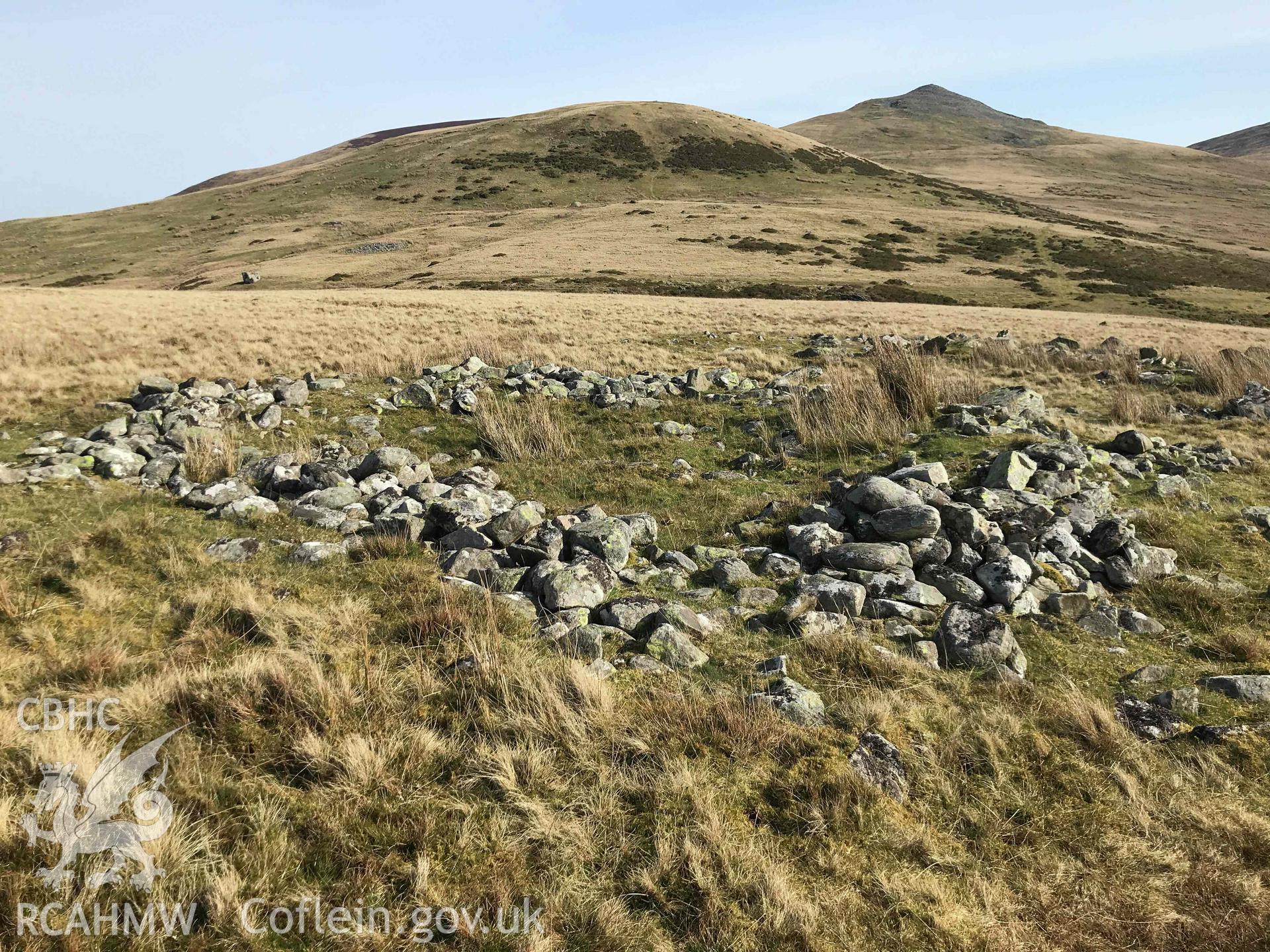 Digital photograph showing detailed view of Moel Faban settlement, produced by Paul Davis in 2020