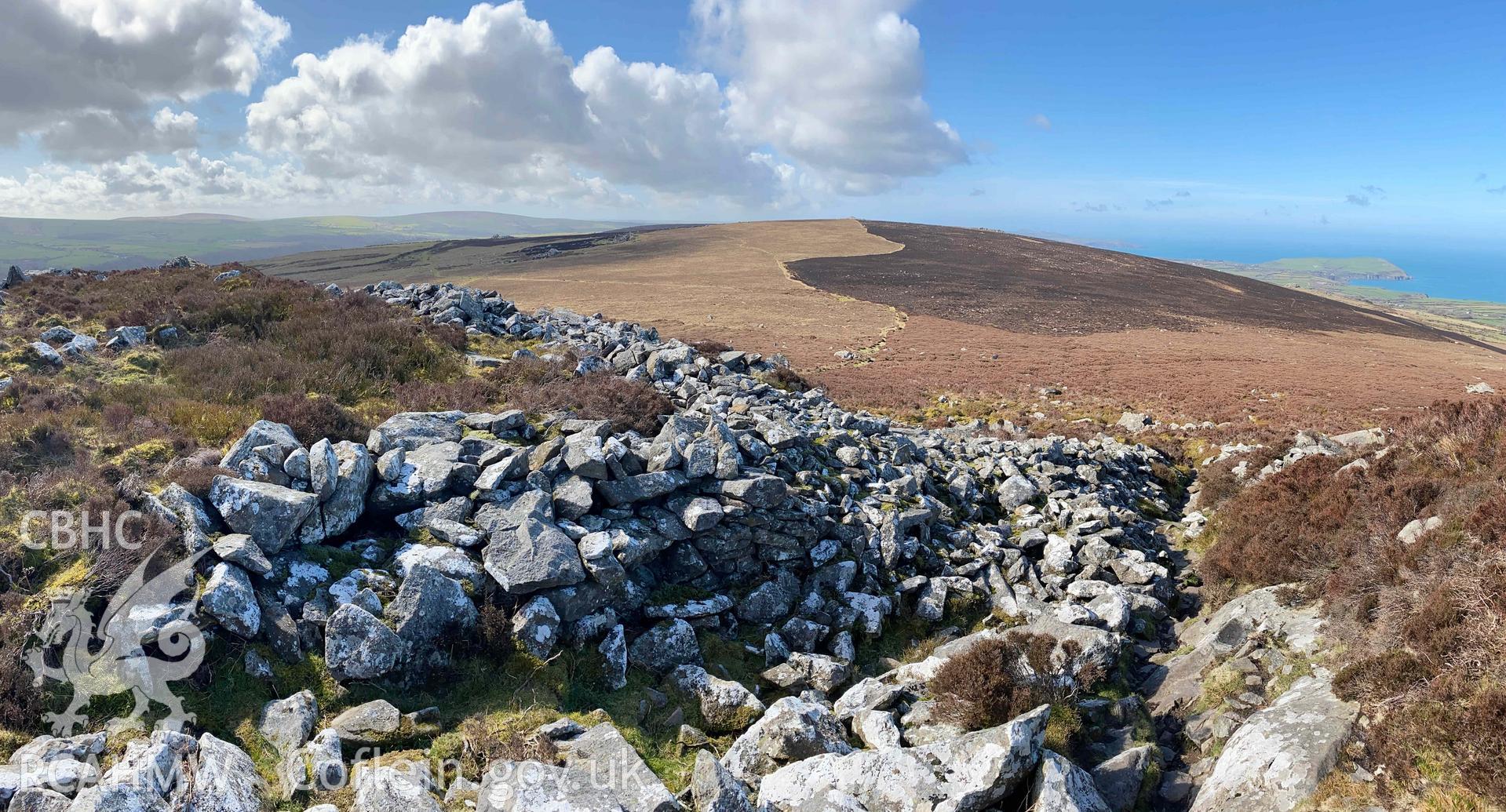 Digital photograph of south east entrance corridor at Carn Ingli camp, produced by Paul Davis in 2020