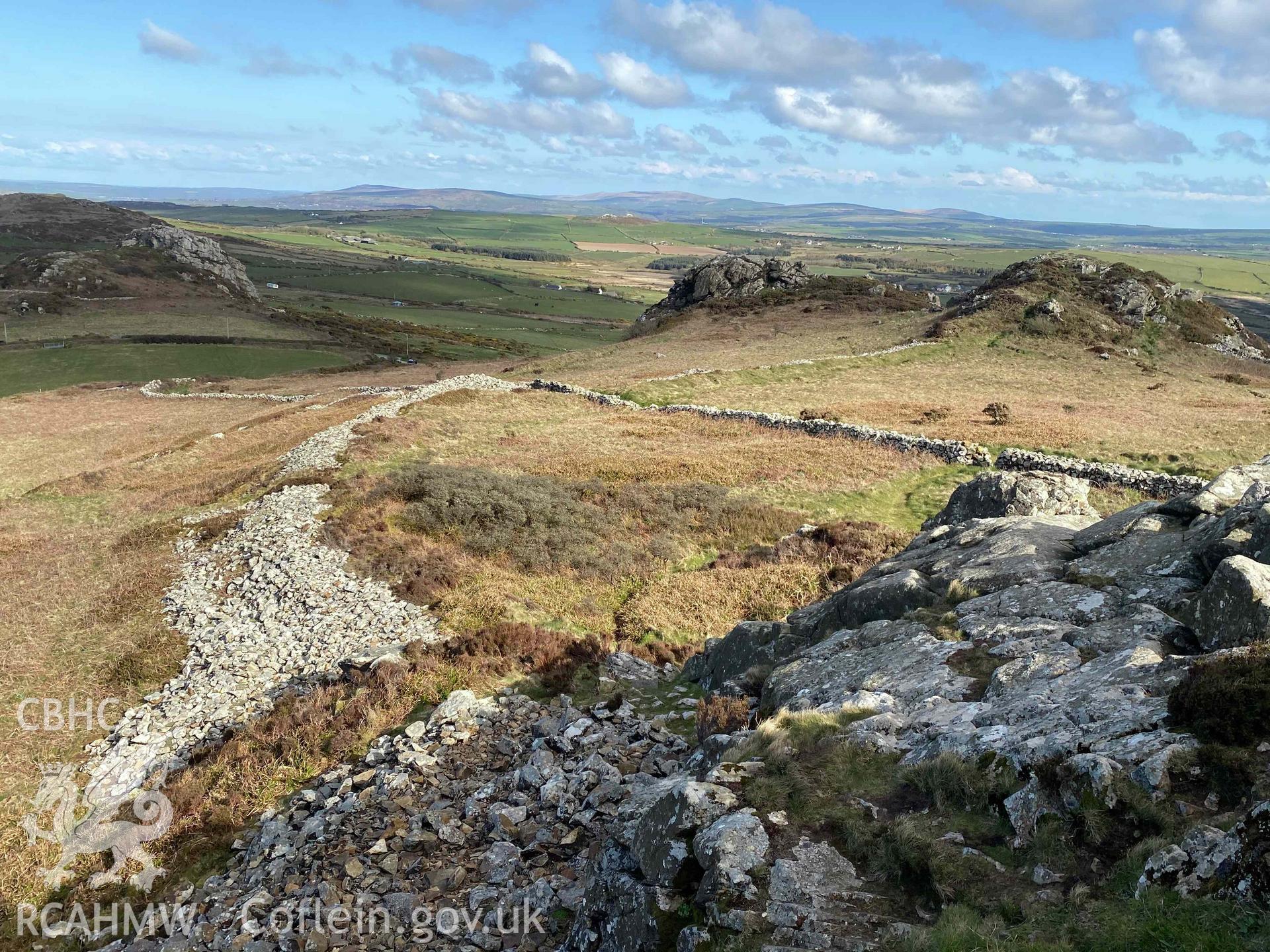 Digital photograph showing general view of Garn Fawr camp, produced by Paul Davis in 2020