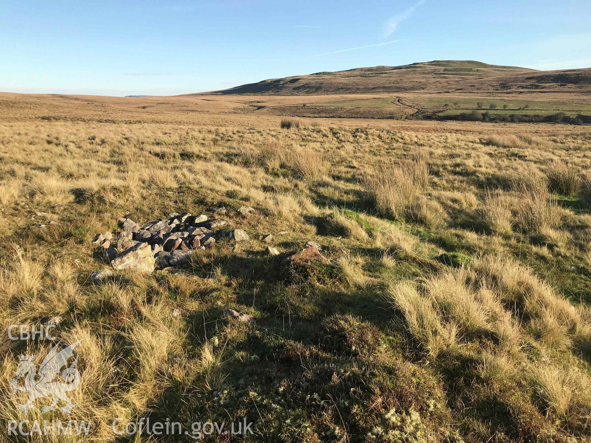 Digital photograph of Mynydd-y-Garn cairn, produced by Paul Davis in 2020