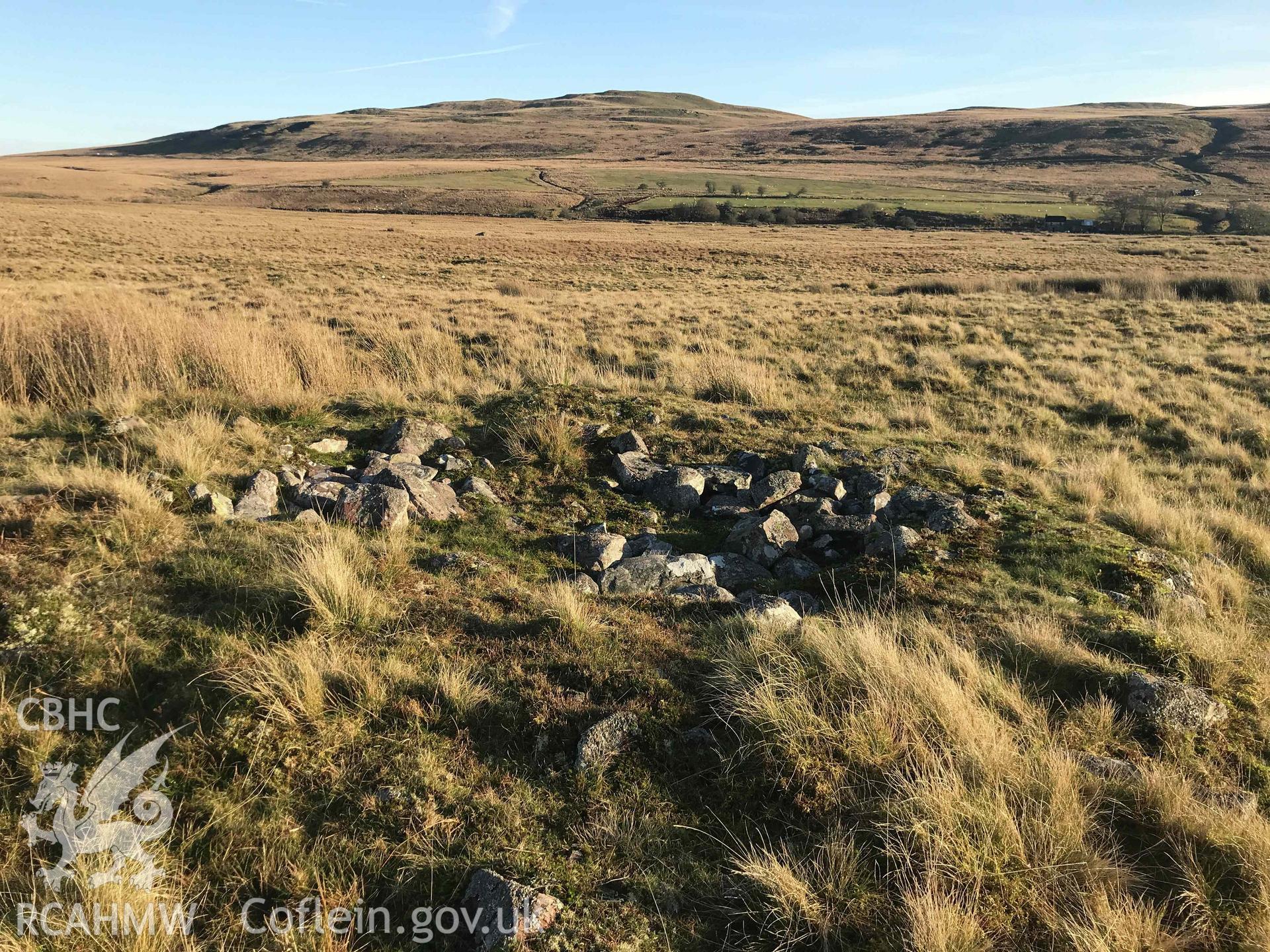 Digital photograph of Mynydd-y-Garn cairn, produced by Paul Davis in 2020