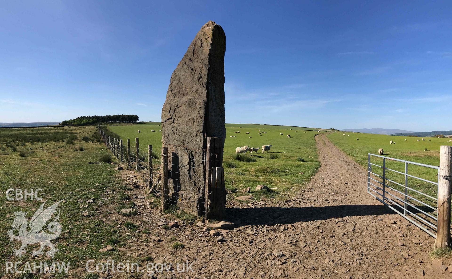 Digital photograph of Carn Bica standing stone, produced by Paul Davis in 2020