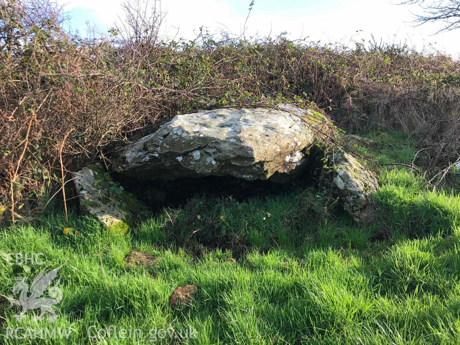 Digital photograph of Parc-y-Llyn chambered tomb, produced by Paul Davis in 2020