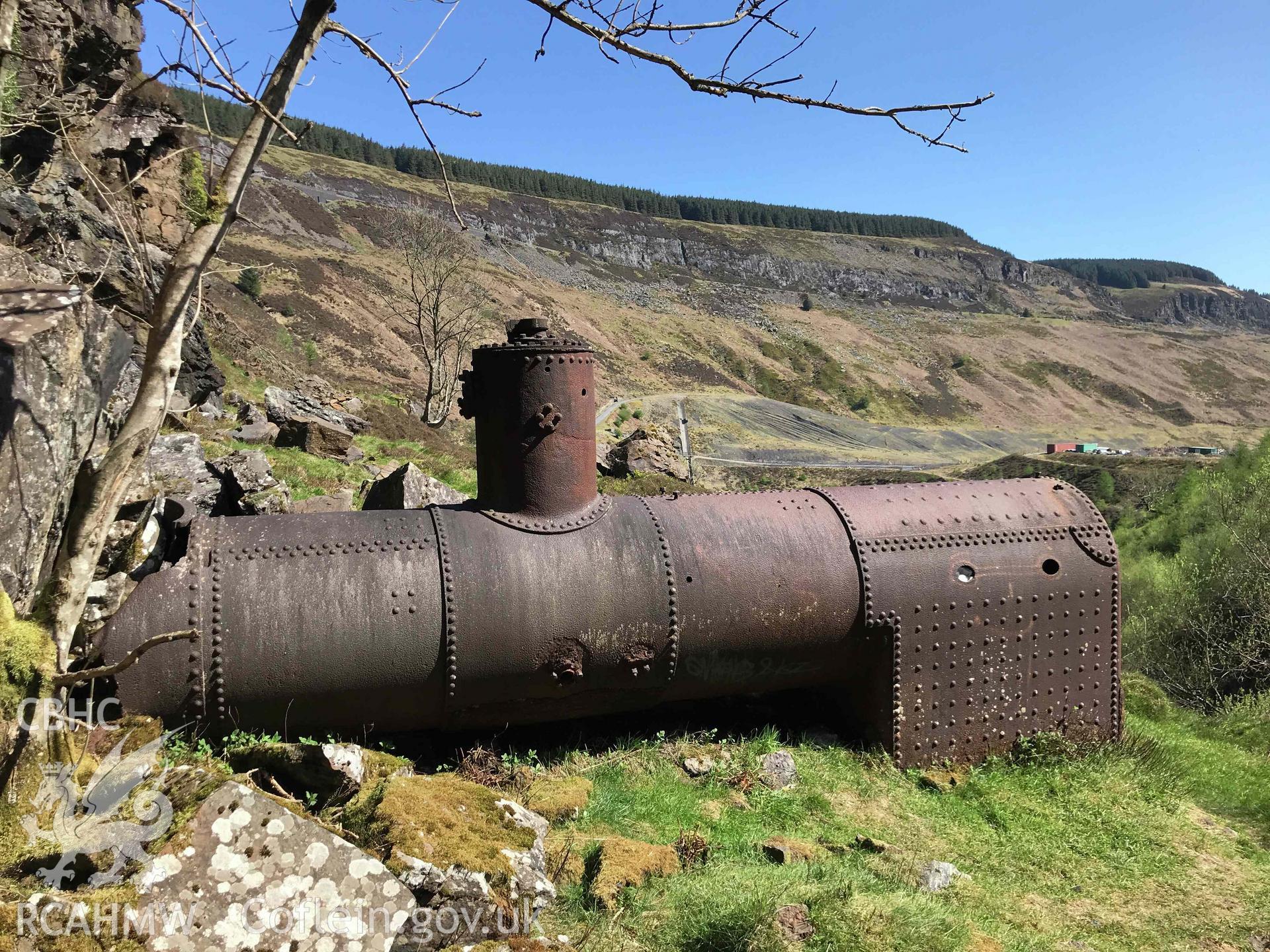 Digital photograph of Scwyd Level boiler, Craig yr Hesg, Treherbert, produced by Paul Davis in 2020