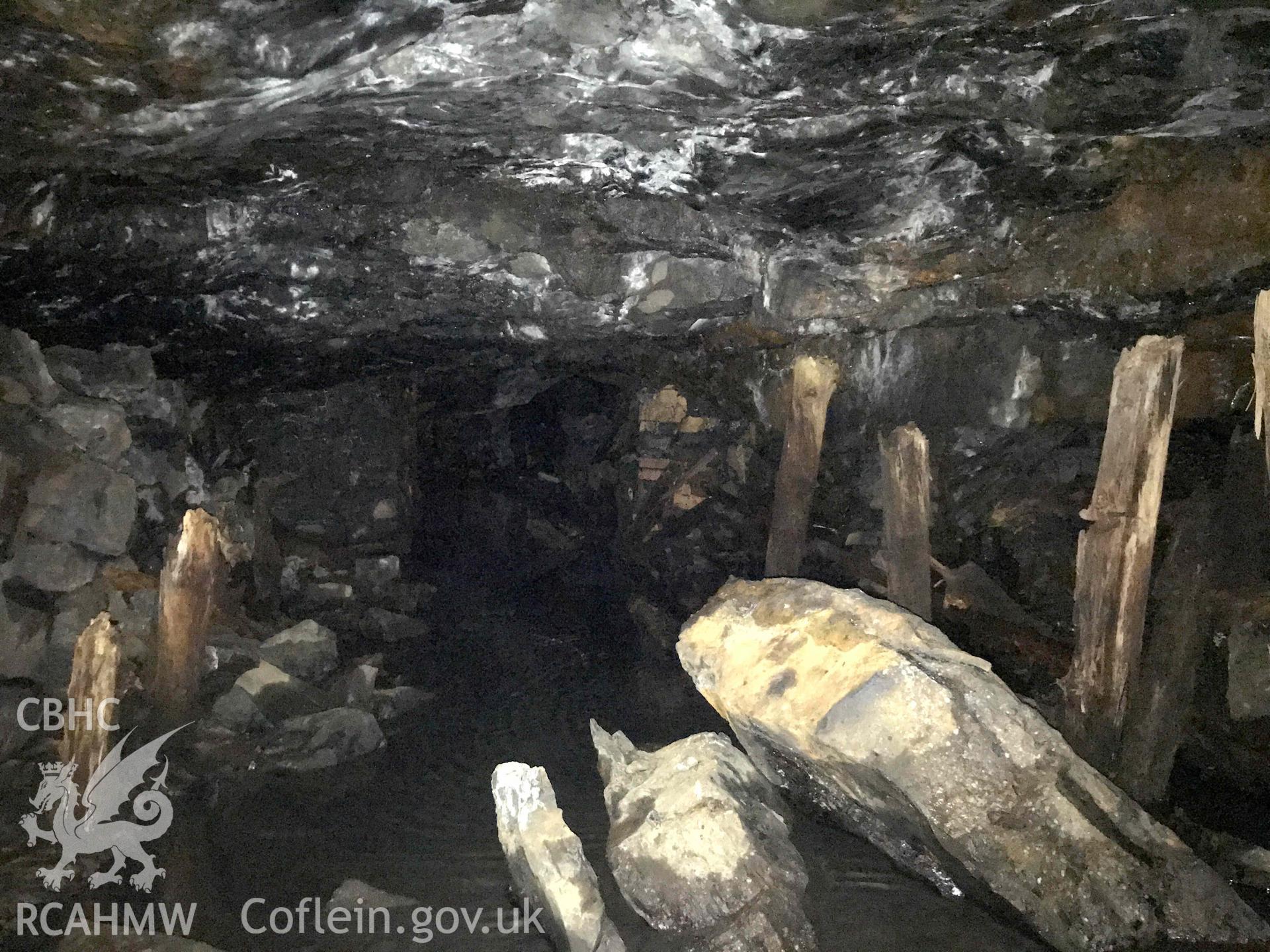 Digital photograph showing interior of Scwyd Level, Craig yr Hesg, Treherbert, produced by Paul Davis in 2020