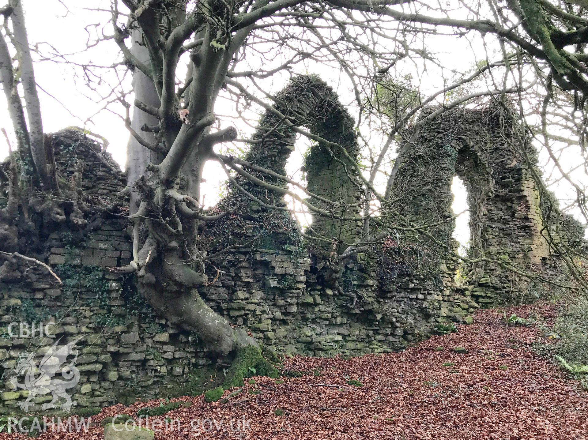 Digital photograph interior of hall Cas Troggy Castle, produced by Paul Davis in 2020