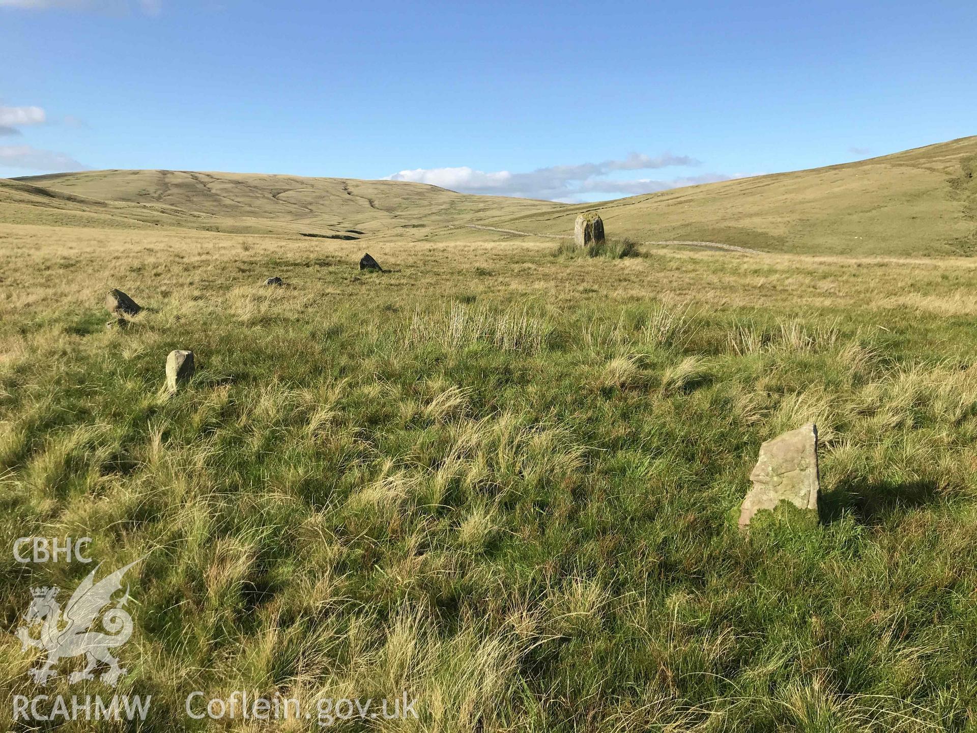 Digital photograph showing detailed view of Cerrig Duon stone circle, produced by Paul Davis in 2020