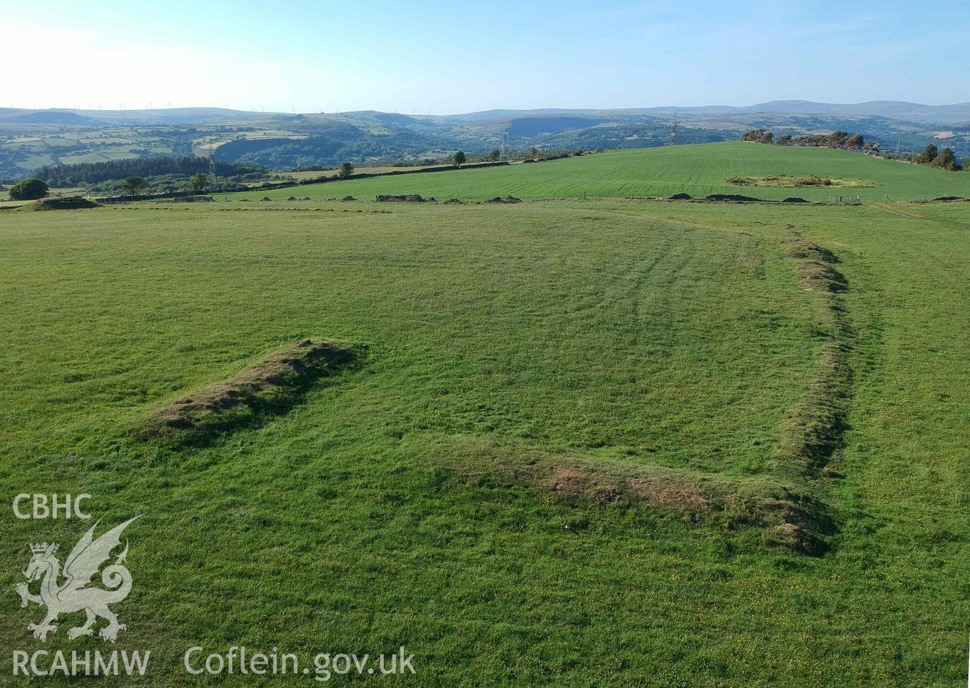 Digital photograph showing Mynydd Drumau pillow mounds. Produced by Paul Davis in 2020