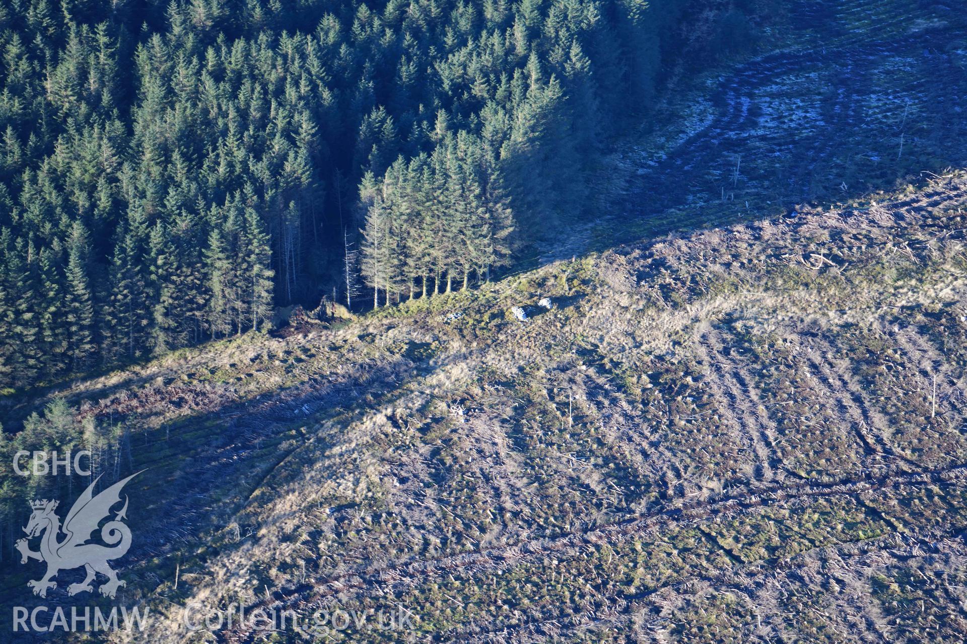 Oblique aerial photograph of Esgair Wen conducted taken the Royal Commission’s programme of archaeological aerial reconnaissance by Toby Driver on 17th January 2022. (Possible missed target.)