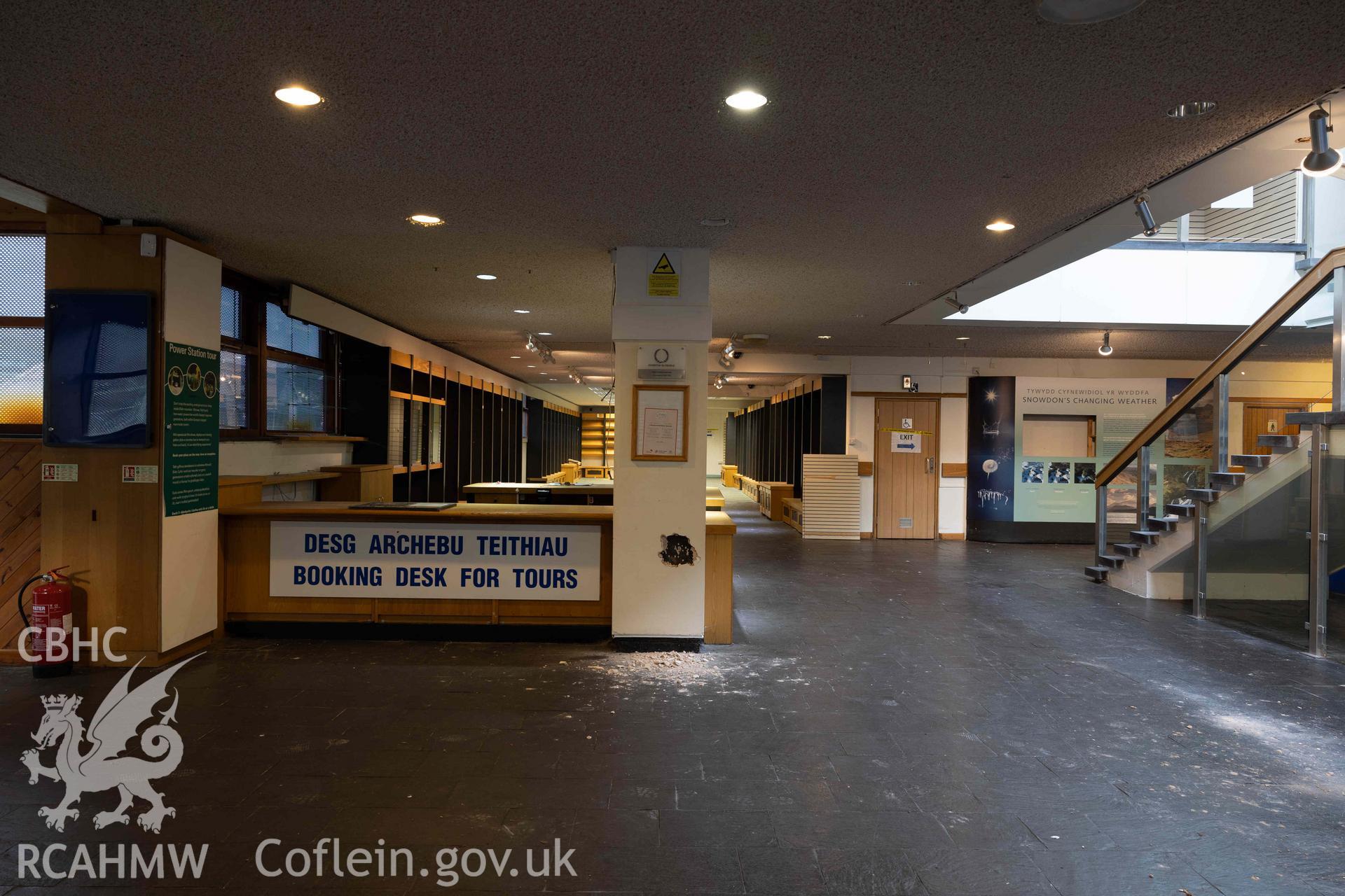 Digital photo (interior) from a survey record of Electric Mountain Visitor Centre, Llanberis, produced in February 2023 as part of planning conditions for Gwynedd Planning Authority, reference: C22/0239/15/LL.