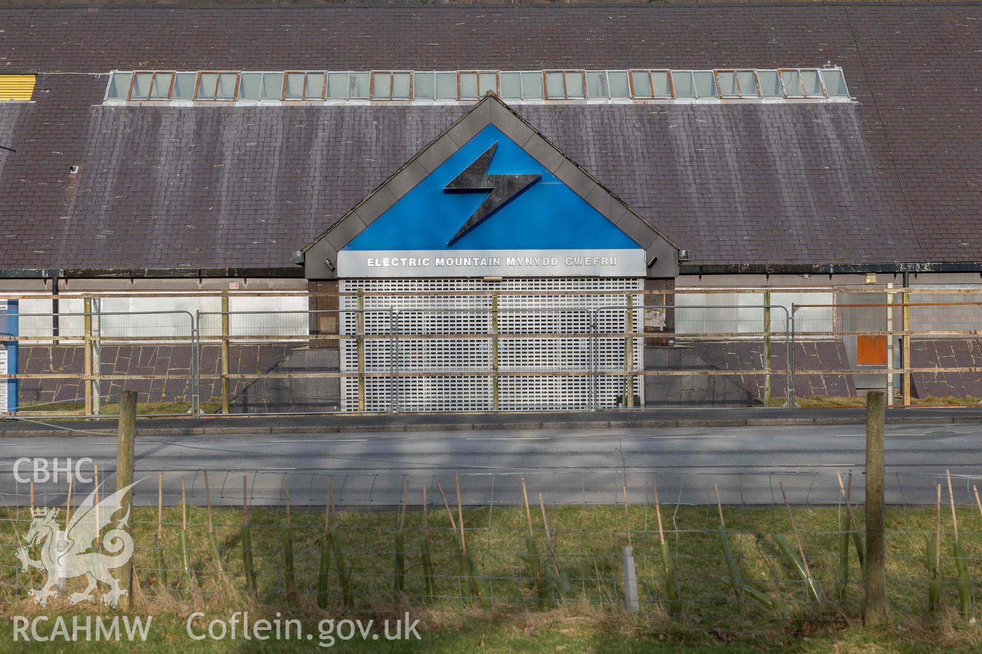 Digital photo (exterior) from a survey record of Electric Mountain Visitor Centre, Llanberis, produced in February 2023 as part of planning conditions for Gwynedd Planning Authority, reference: C22/0239/15/LL.