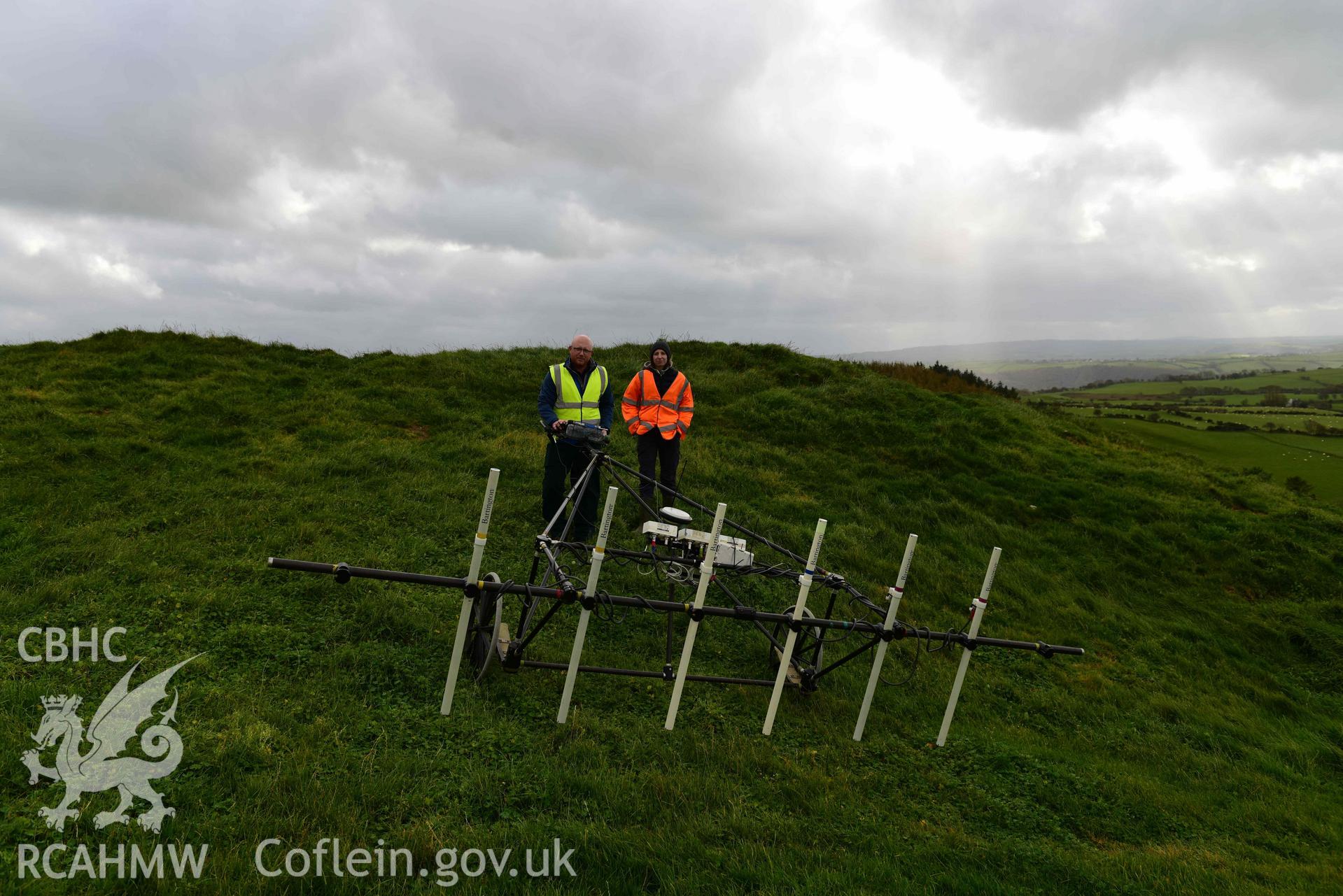 Photograph showing cart, taken by Toby Driver of RCAHMW on 20 October 2020 during Geophysical Survey of Darren Camp Hillfort, Ceredigion. Commissioned by the RCAHMW and produced by Wessex Archaeology, October - December 2020.