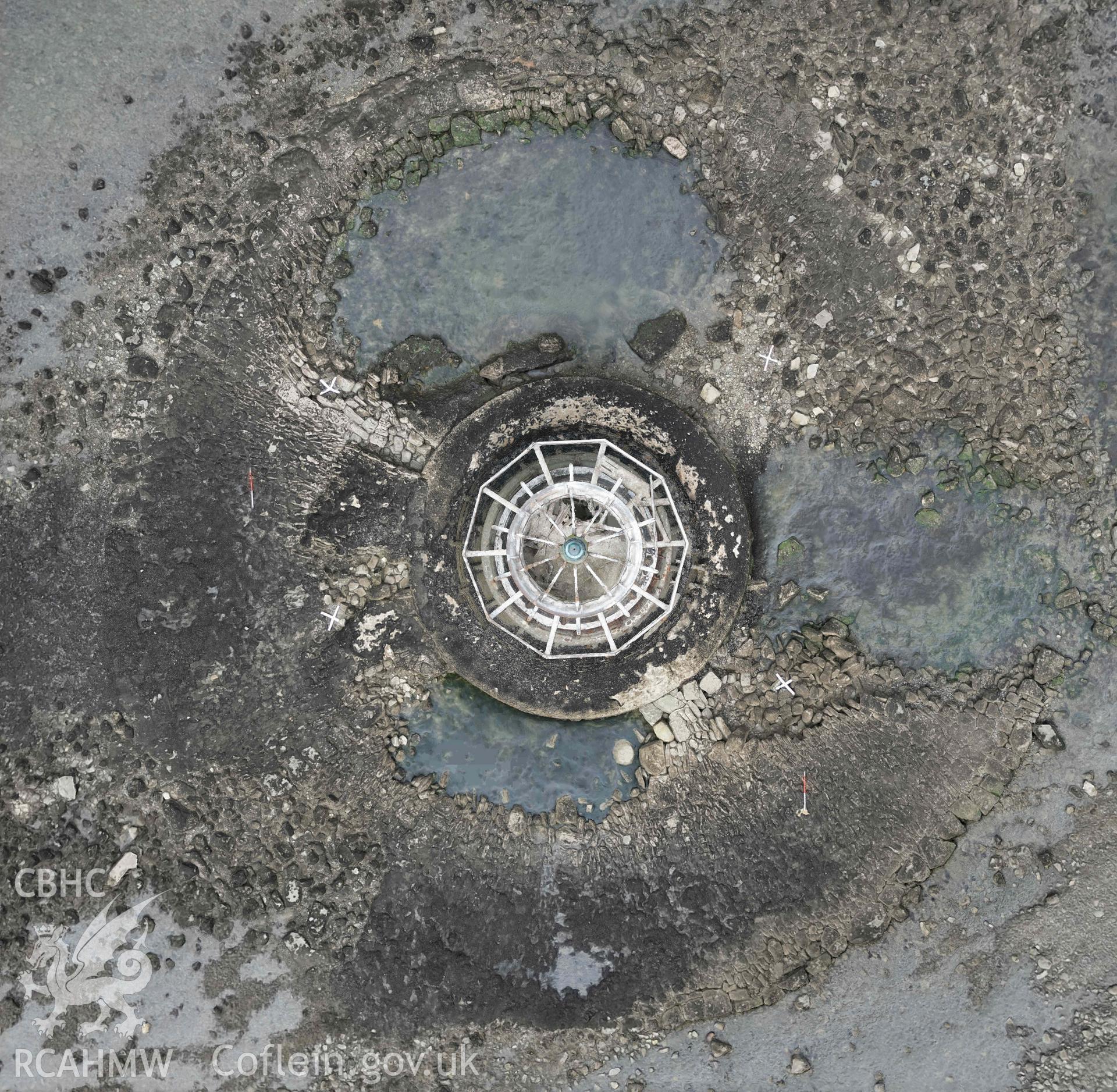 Whitford Point Lighthouse. Orthomosaic plan view generated from UAV photogrammetry survey carried out on 17/08/2023. Scales are 1m.