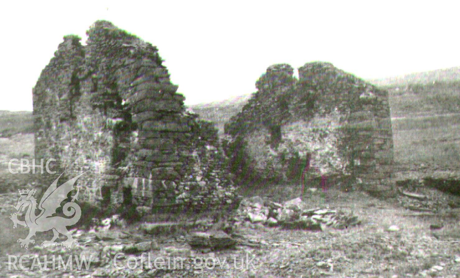 Digital image of massive walls of Glogfawr crusher house built c1830, Bick, 1991