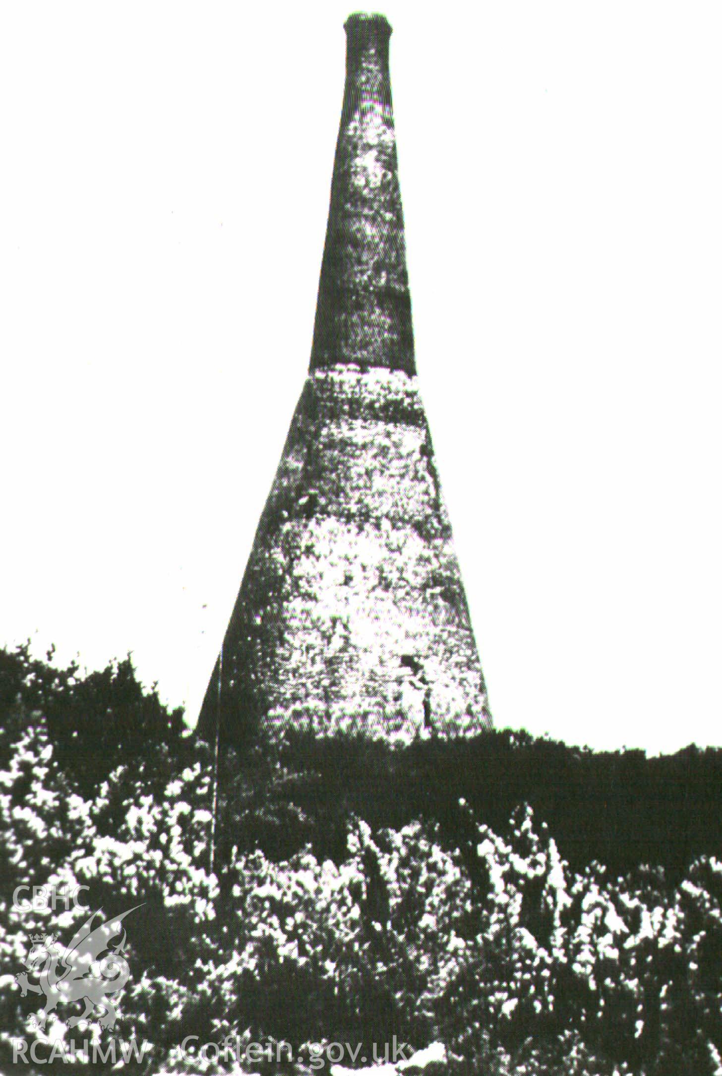 Digital image of photo c1960 of smelter bottle chimney at Brymbo - Williams, 1980