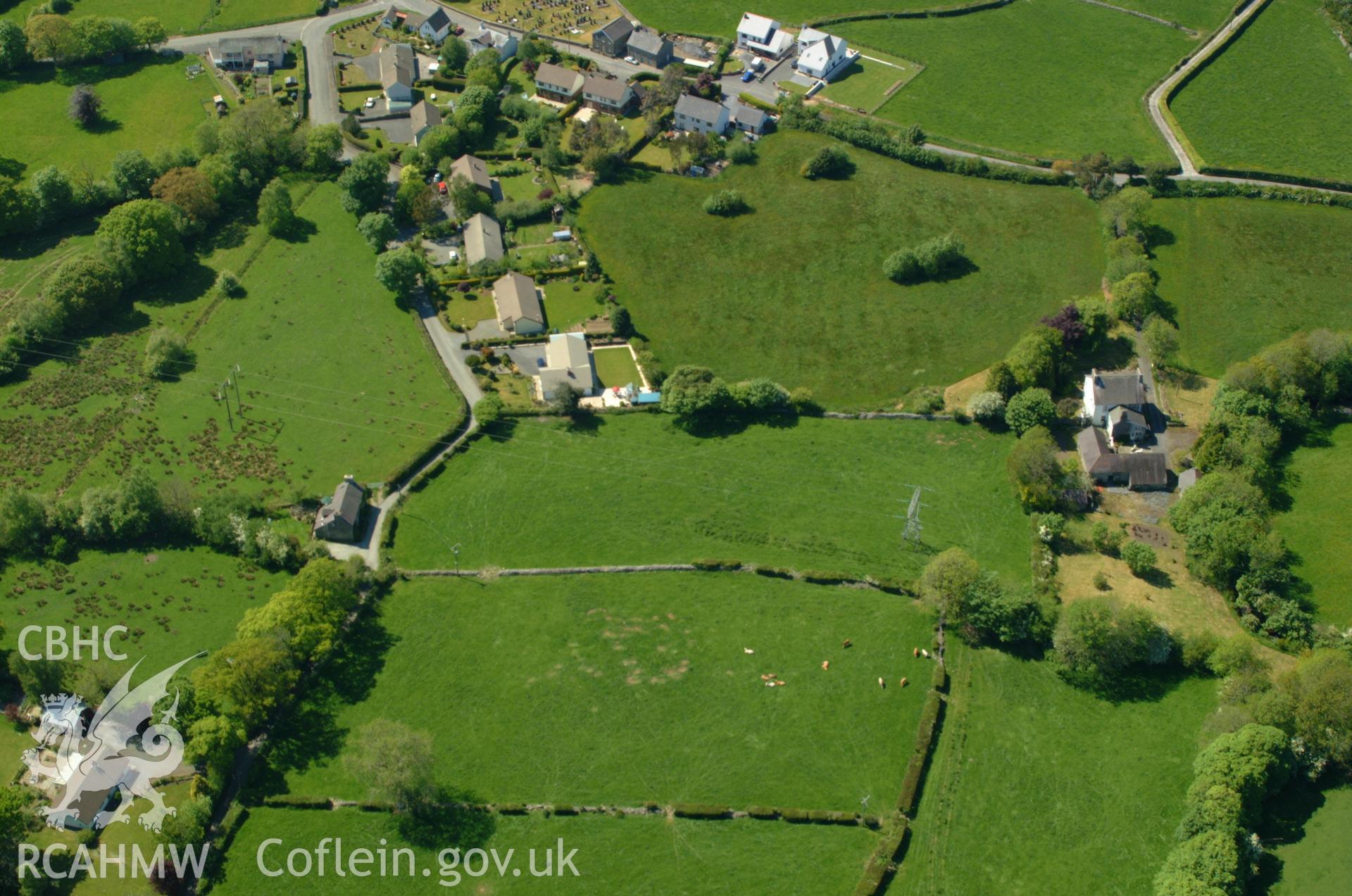 RCAHMW colour oblique aerial photograph of Capel Caeronnen, Cellan taken on 24/05/2004 by Toby Driver