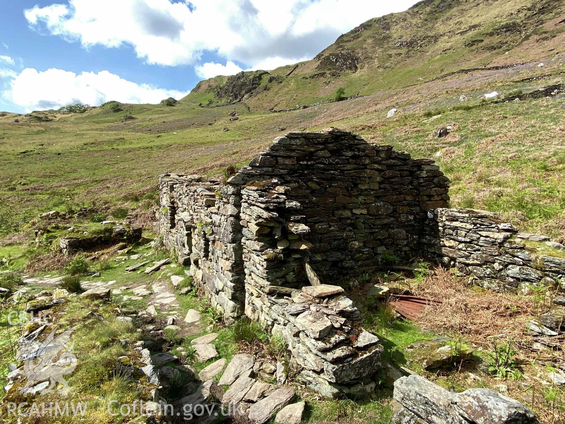 Digital photograph showing side elevation of Hafod-y-Llan Uchaf, produced by Paul Davis in 2023