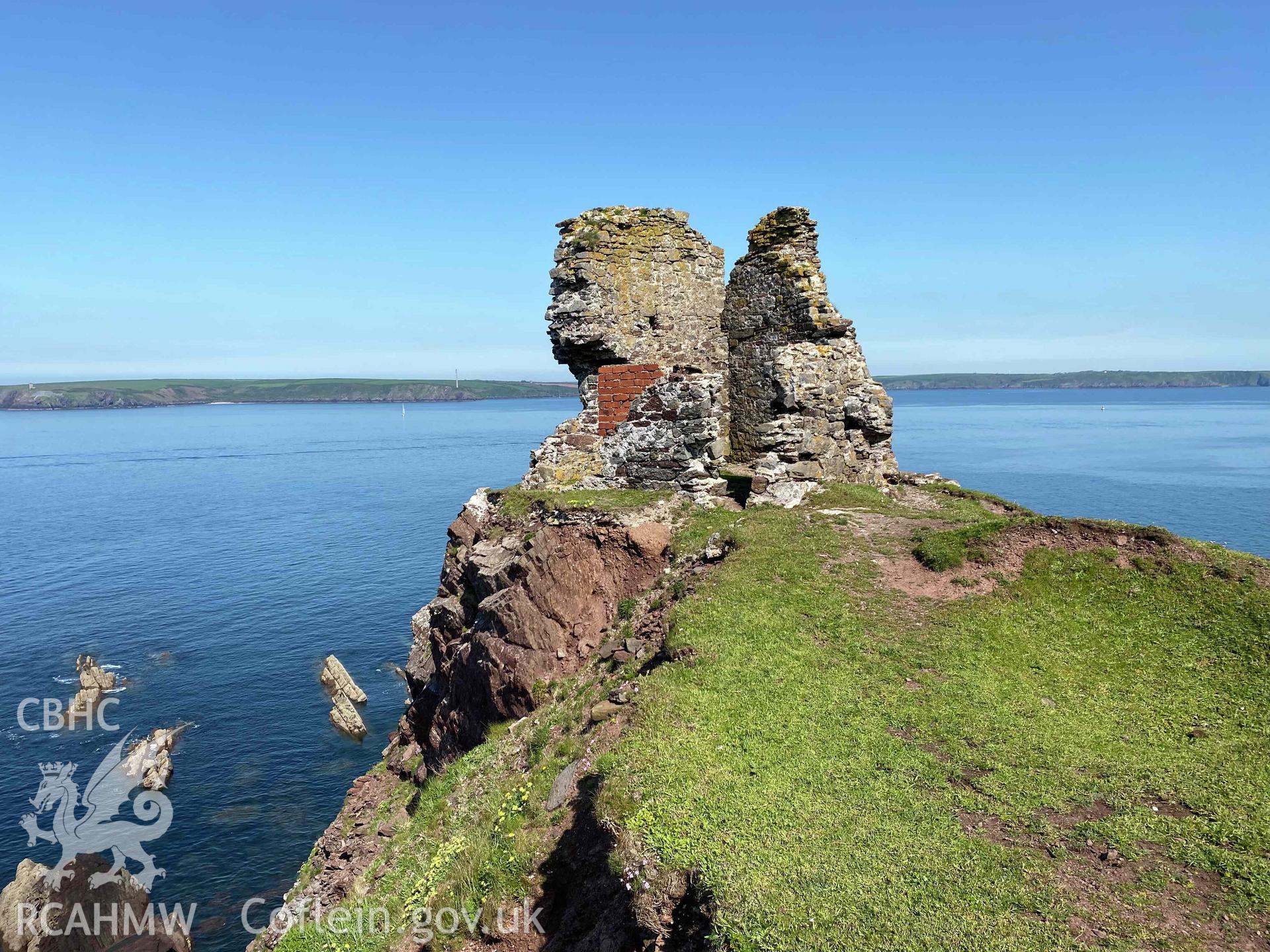 Digital photograph showing general view of East Blockhouse, Angle, produced by Paul Davis in 2023