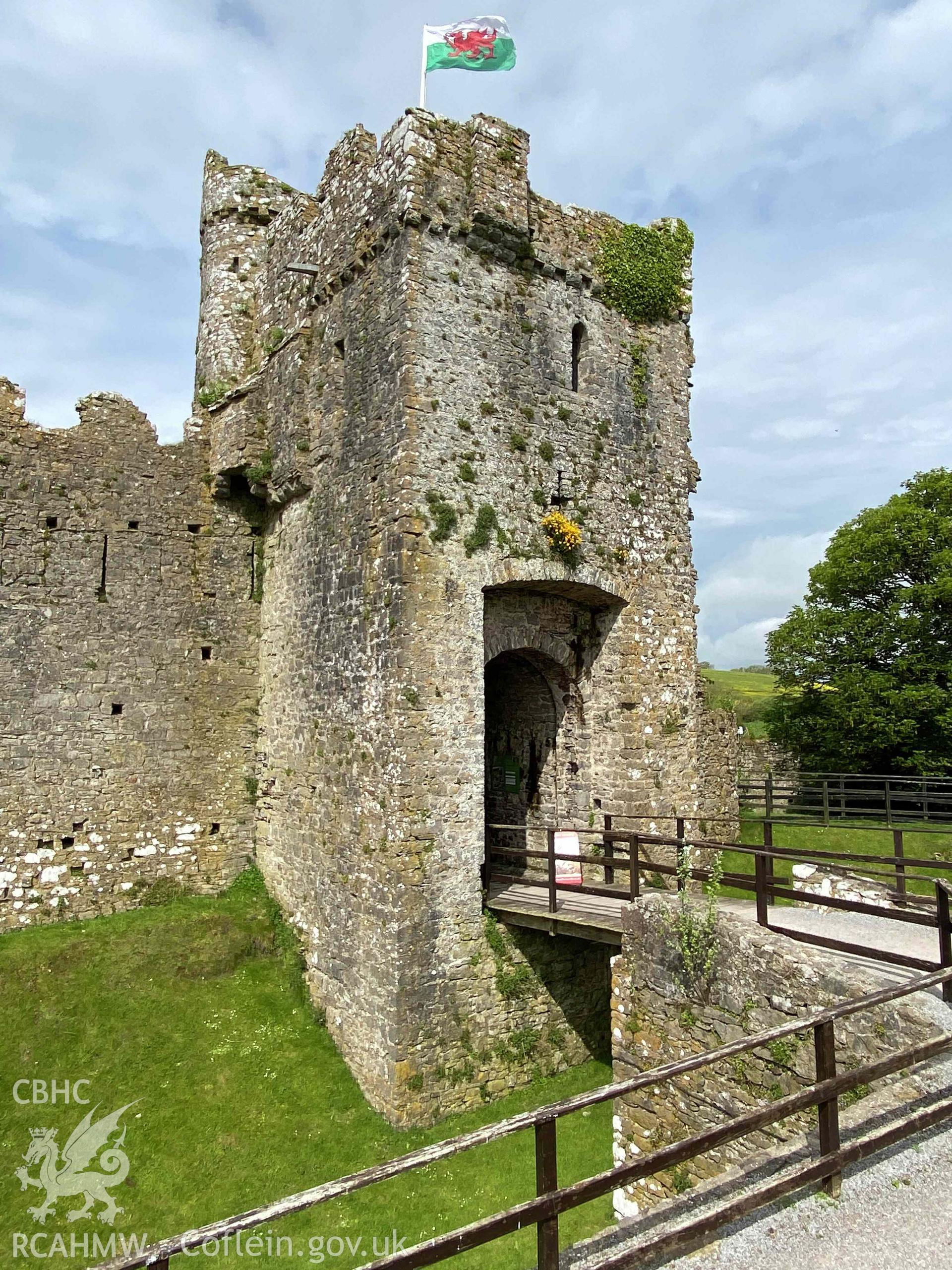 Digital photographs of entrance to Manorbier Castle, produced by Paul Davis in 2023