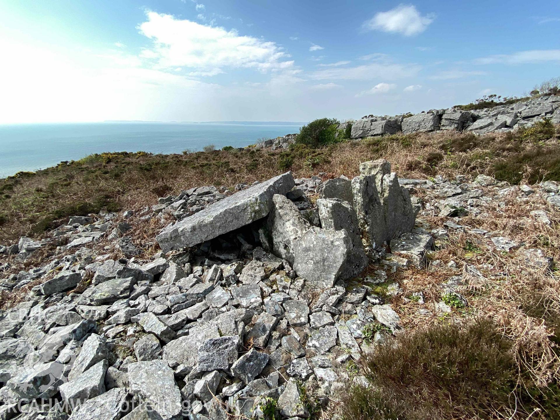 Digital photograph of Morfa Bychan Chambered Cairns - Tomb A, produced by Paul Davis in 2023