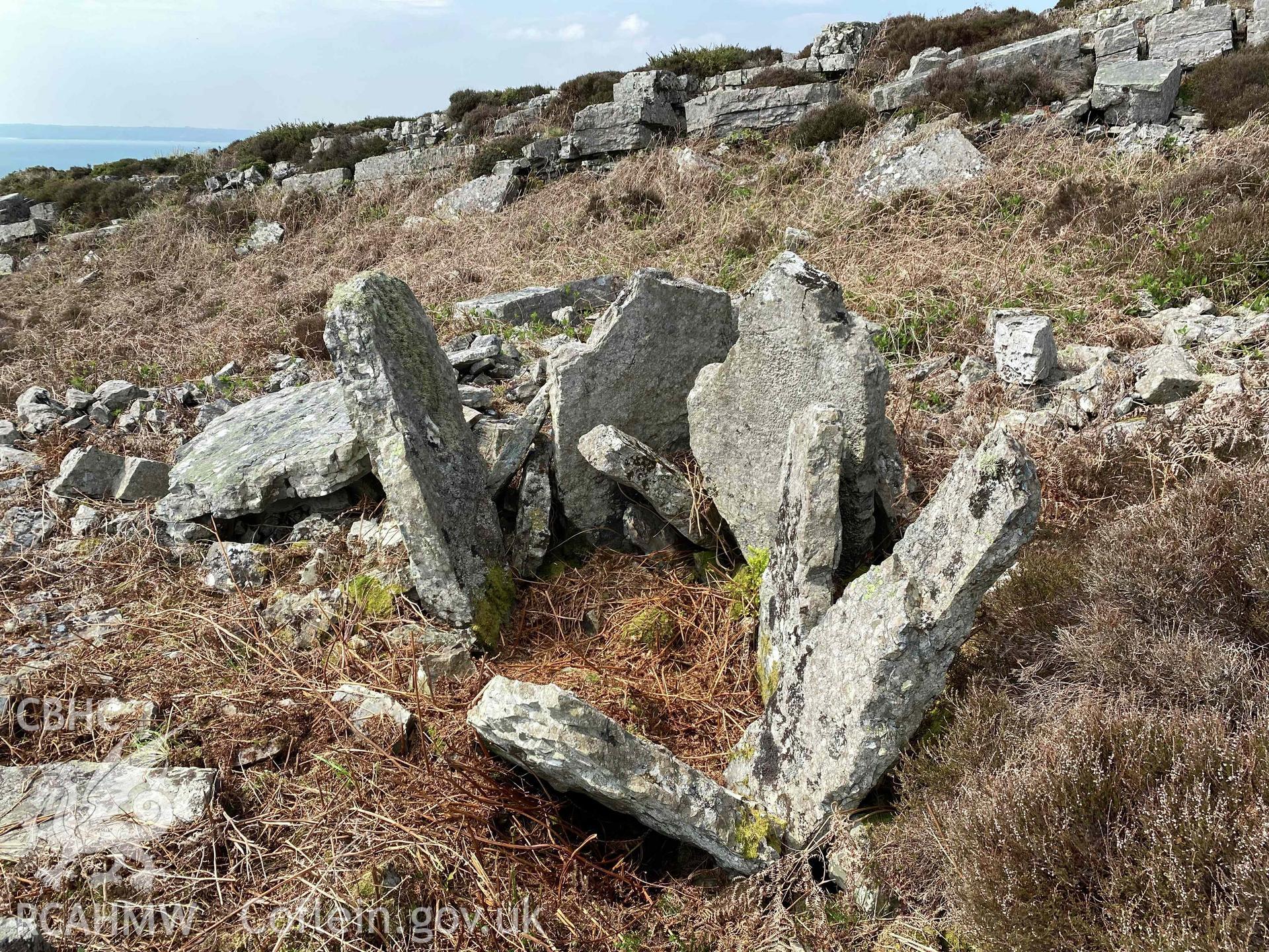 Digital photograph of Morfa Bychan Chambered Cairns - Tomb B, produced by Paul Davis in 2023