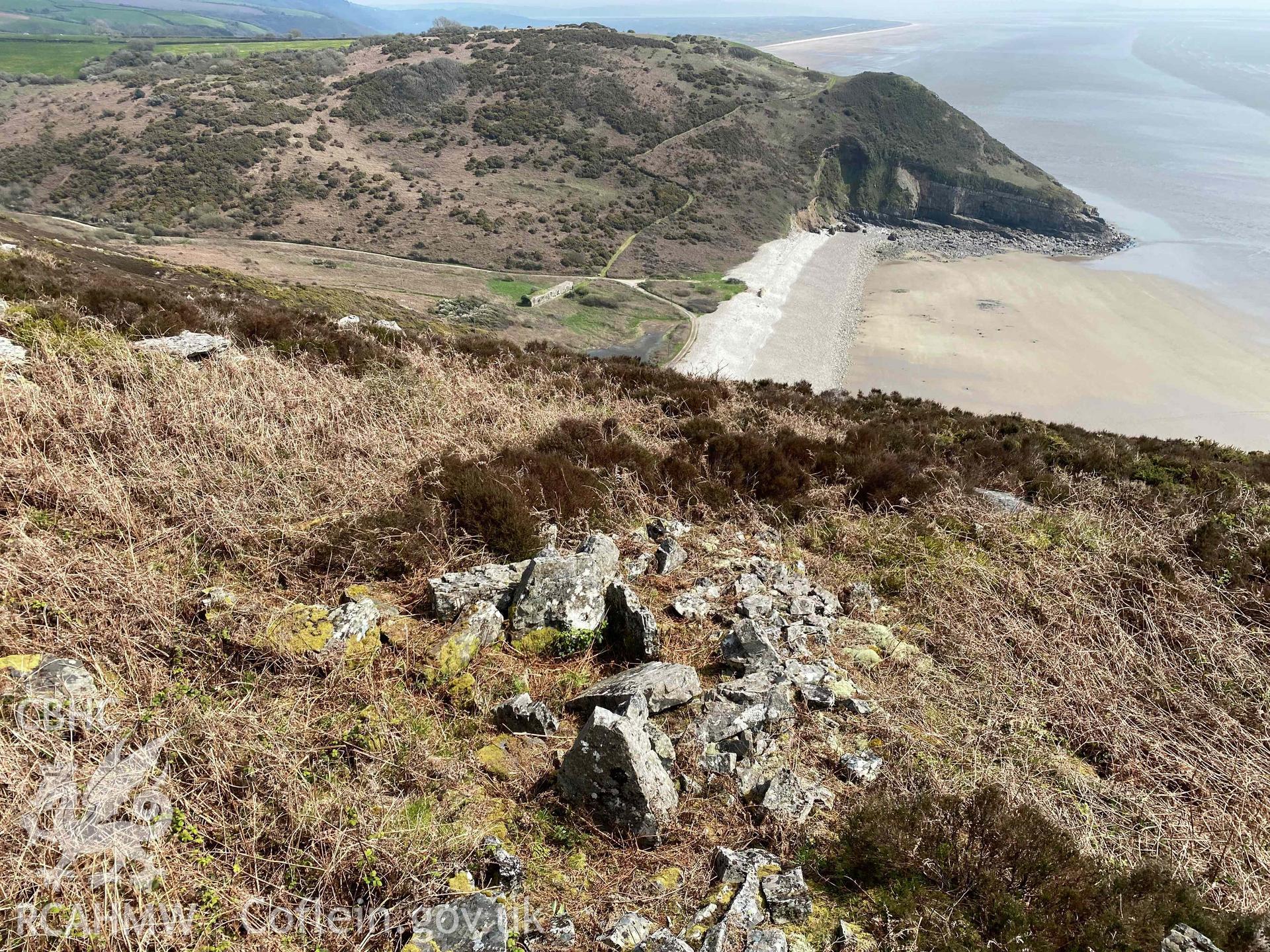 Digital photograph of Morfa Bychan Chambered Cairns - Tomb C, produced by Paul Davis in 2023