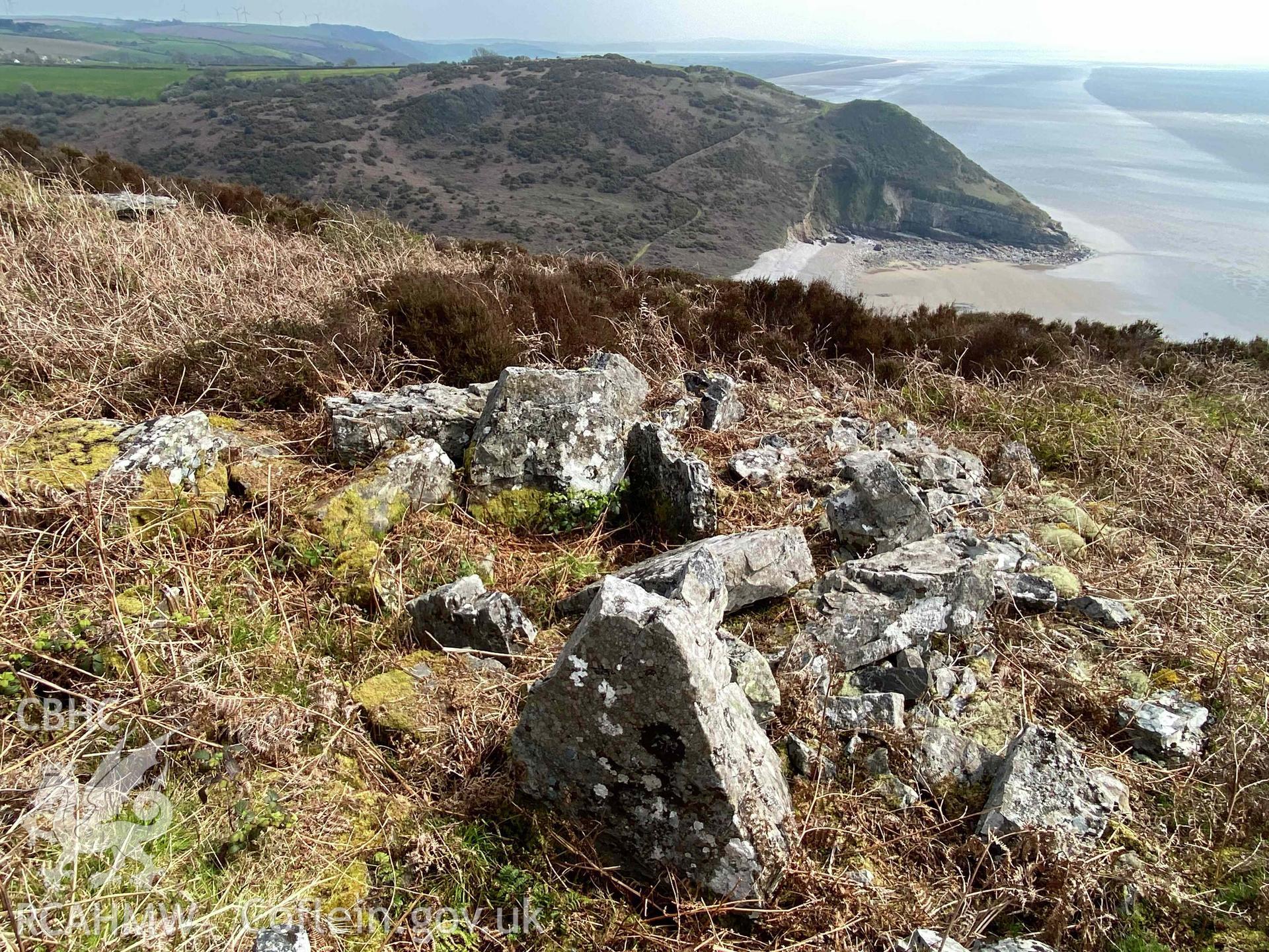 Digital photograph of Morfa Bychan Chambered Cairns - Tomb C, produced by Paul Davis in 2023