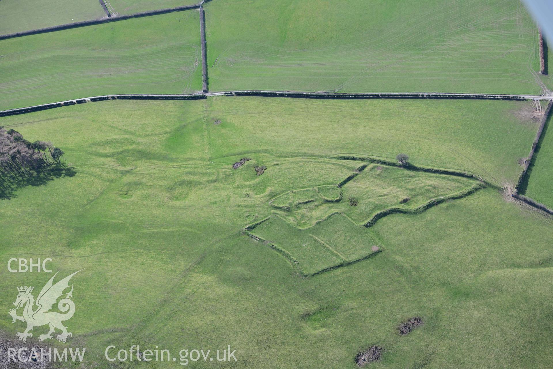 Beili Bedw deserted medieval village. Oblique aerial photograph taken during the Royal Commission’s programme of archaeological aerial reconnaissance by Toby Driver on 14 March 2022.