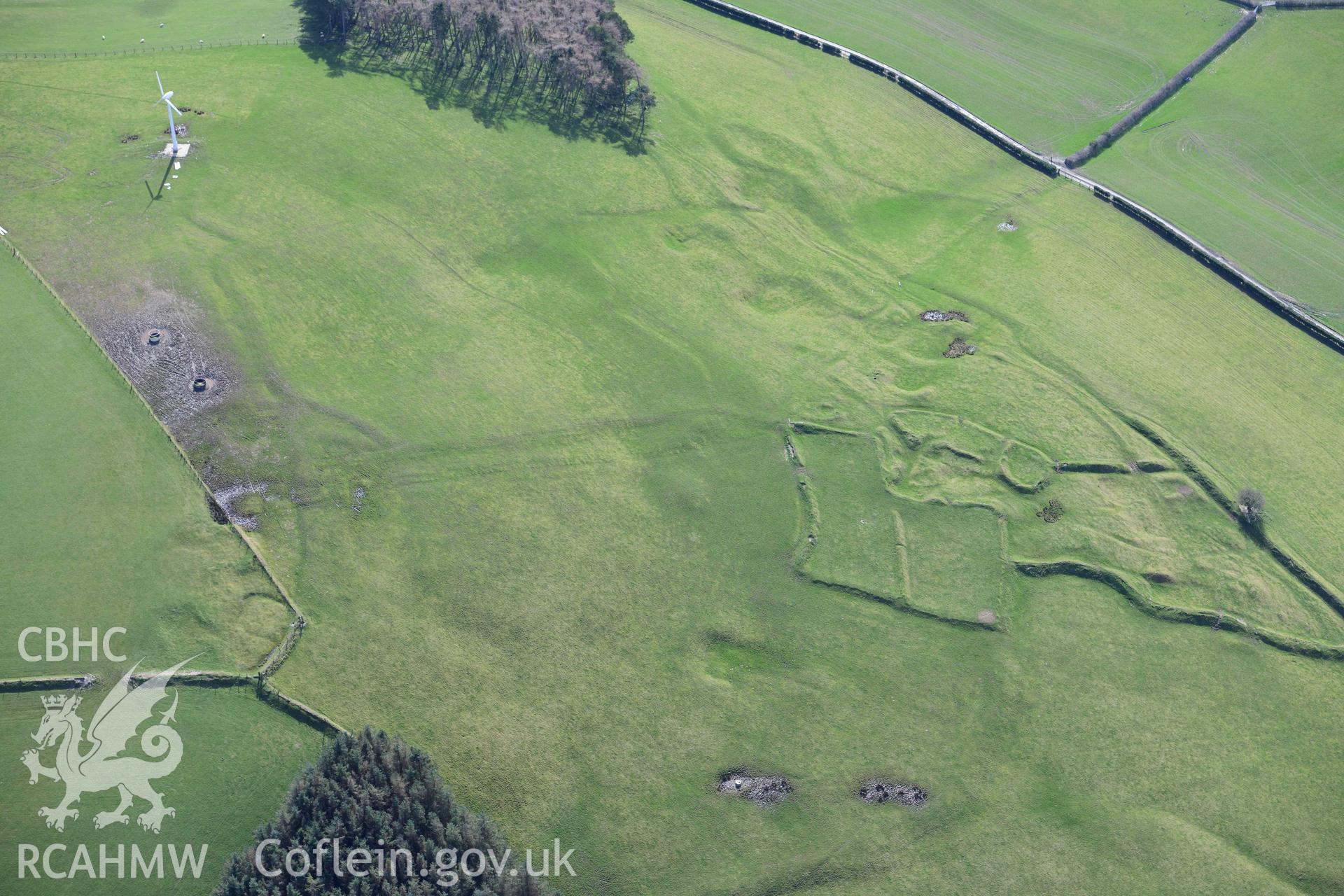 Beili Bedw deserted medieval village. Oblique aerial photograph taken during the Royal Commission’s programme of archaeological aerial reconnaissance by Toby Driver on 14 March 2022.