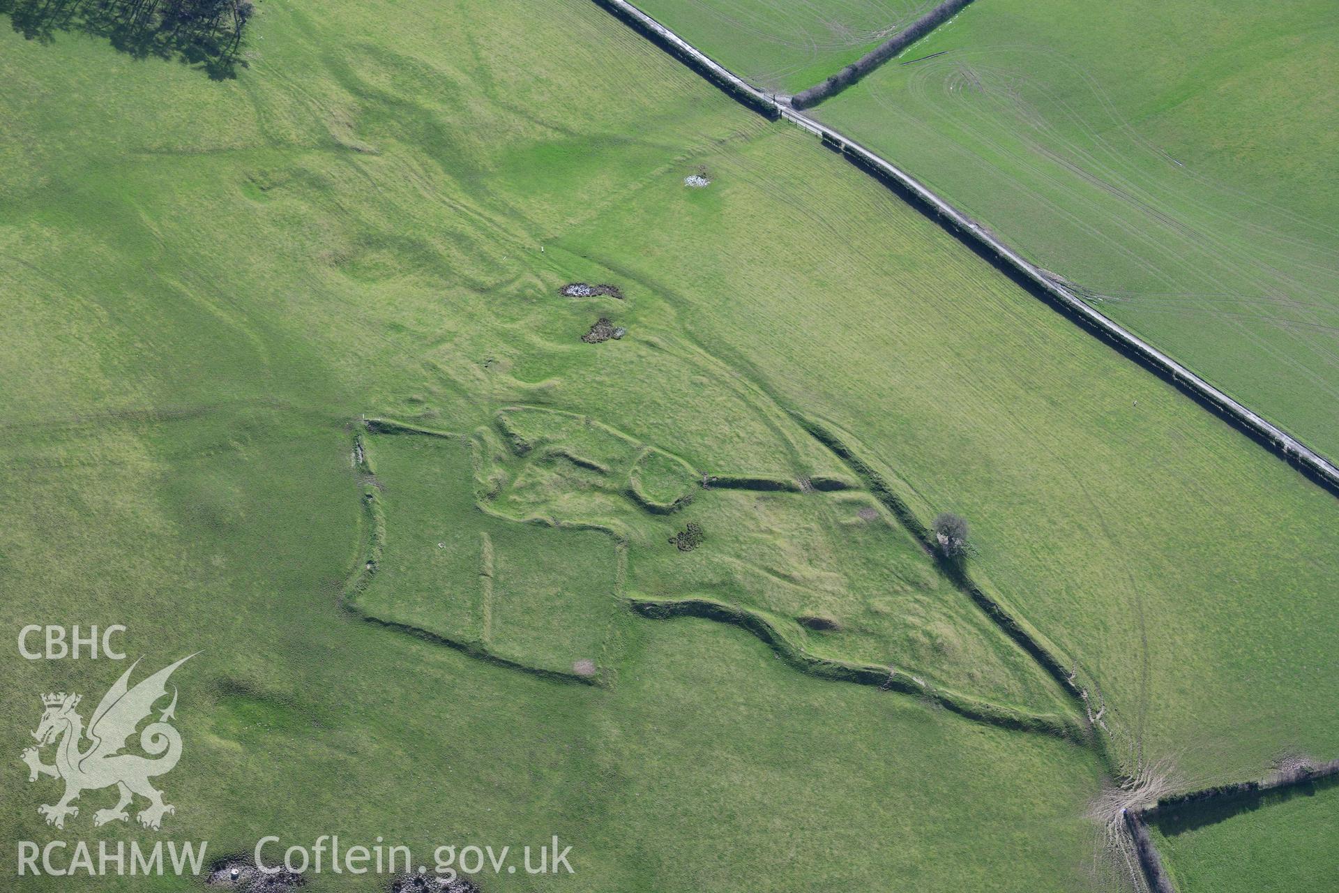 Beili Bedw deserted medieval village. Oblique aerial photograph taken during the Royal Commission’s programme of archaeological aerial reconnaissance by Toby Driver on 14 March 2022.