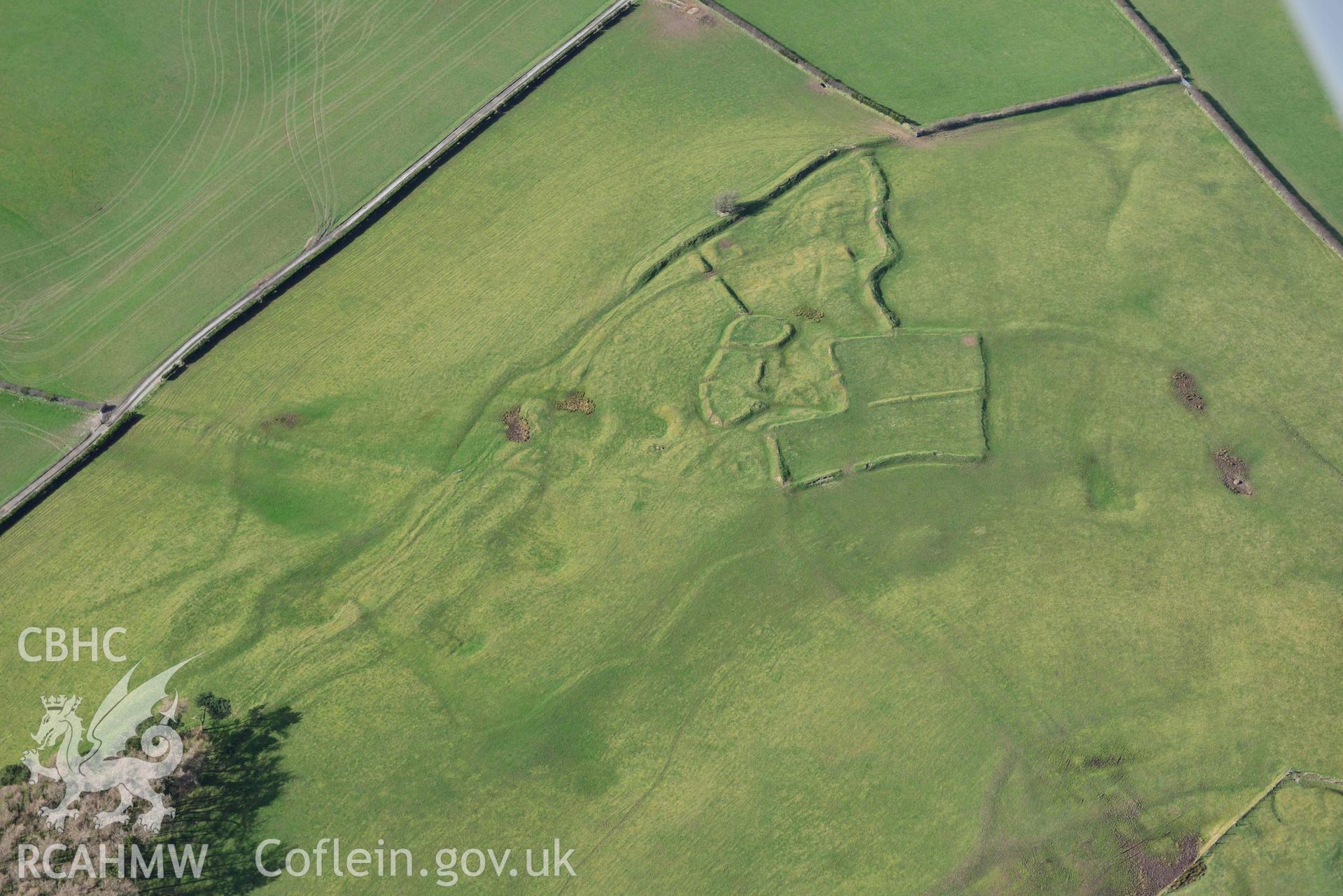 Beili Bedw deserted medieval village. Oblique aerial photograph taken during the Royal Commission’s programme of archaeological aerial reconnaissance by Toby Driver on 14 March 2022.