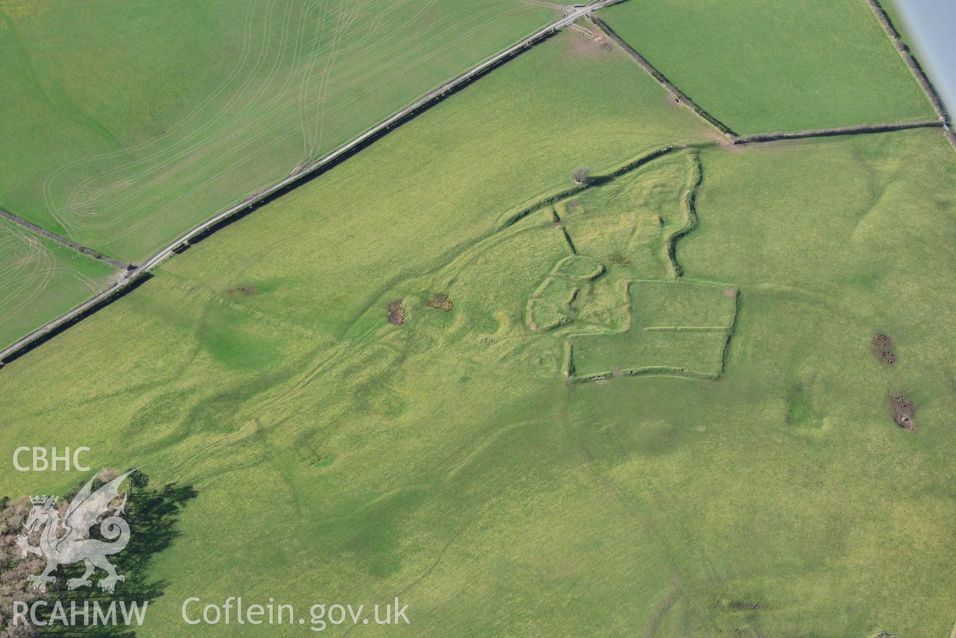 Beili Bedw deserted medieval village. Oblique aerial photograph taken during the Royal Commission’s programme of archaeological aerial reconnaissance by Toby Driver on 14 March 2022.