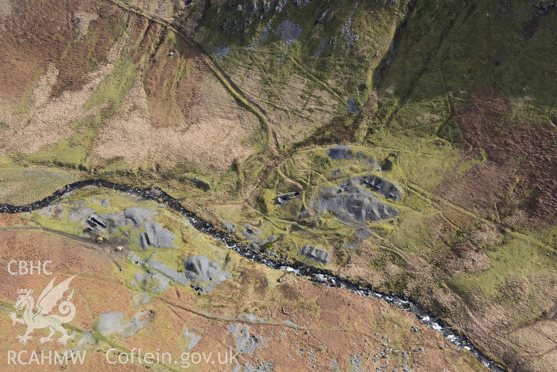 Nantycar and Dalrhiw Lead Mines. Oblique aerial photograph taken during the Royal Commission’s programme of archaeological aerial reconnaissance by Toby Driver on 14 March 2022.