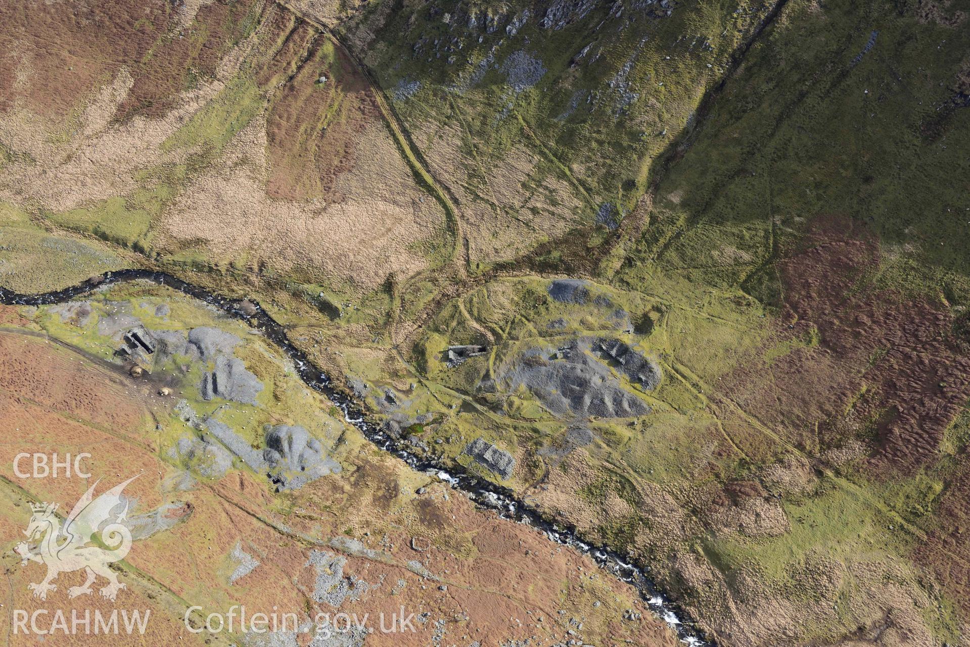 Nantycar and Dalrhiw Lead Mines. Oblique aerial photograph taken during the Royal Commission’s programme of archaeological aerial reconnaissance by Toby Driver on 14 March 2022.