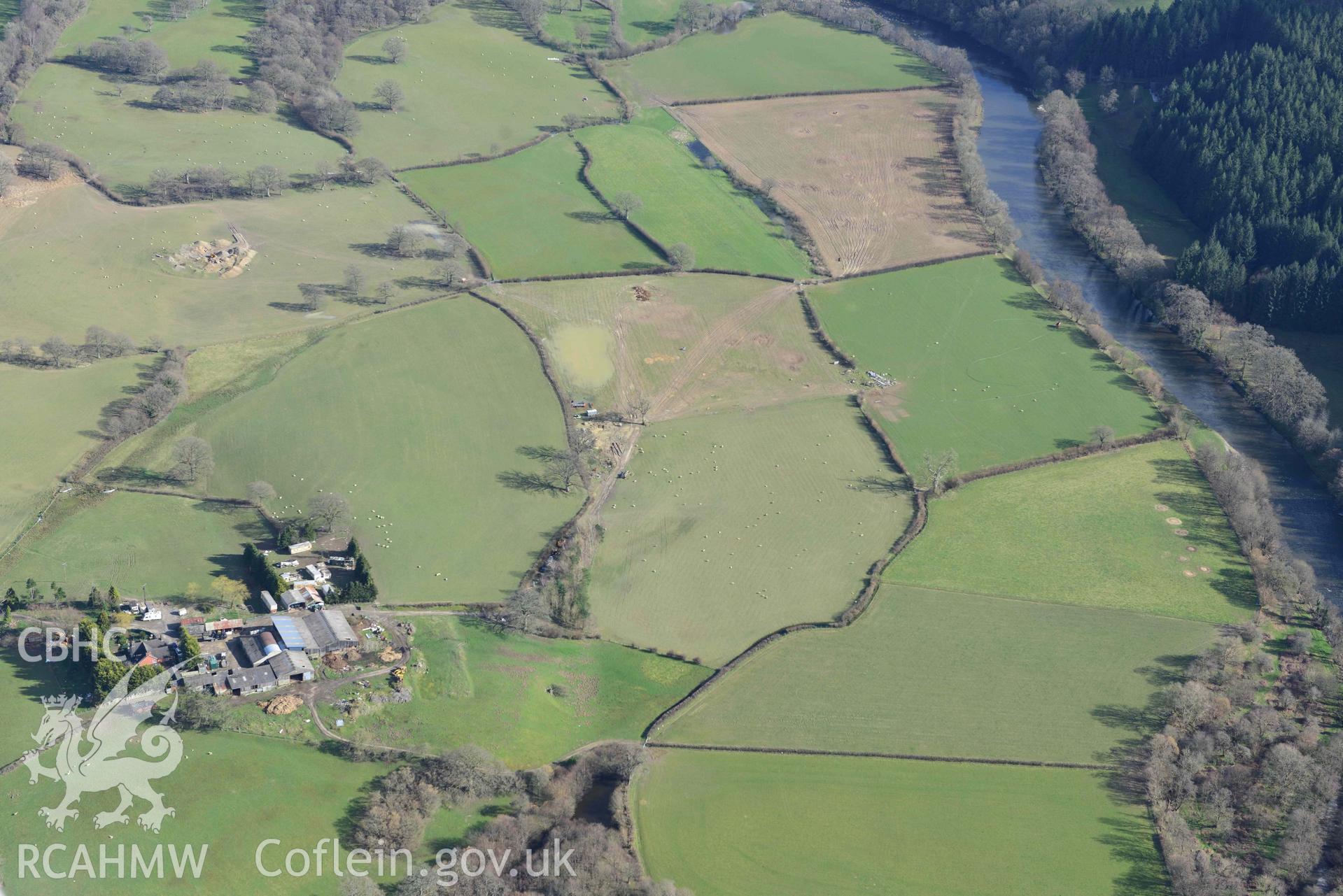 Penmincae Roman fortlet. Oblique aerial photograph taken during the Royal Commission’s programme of archaeological aerial reconnaissance by Toby Driver on 14 March 2022.