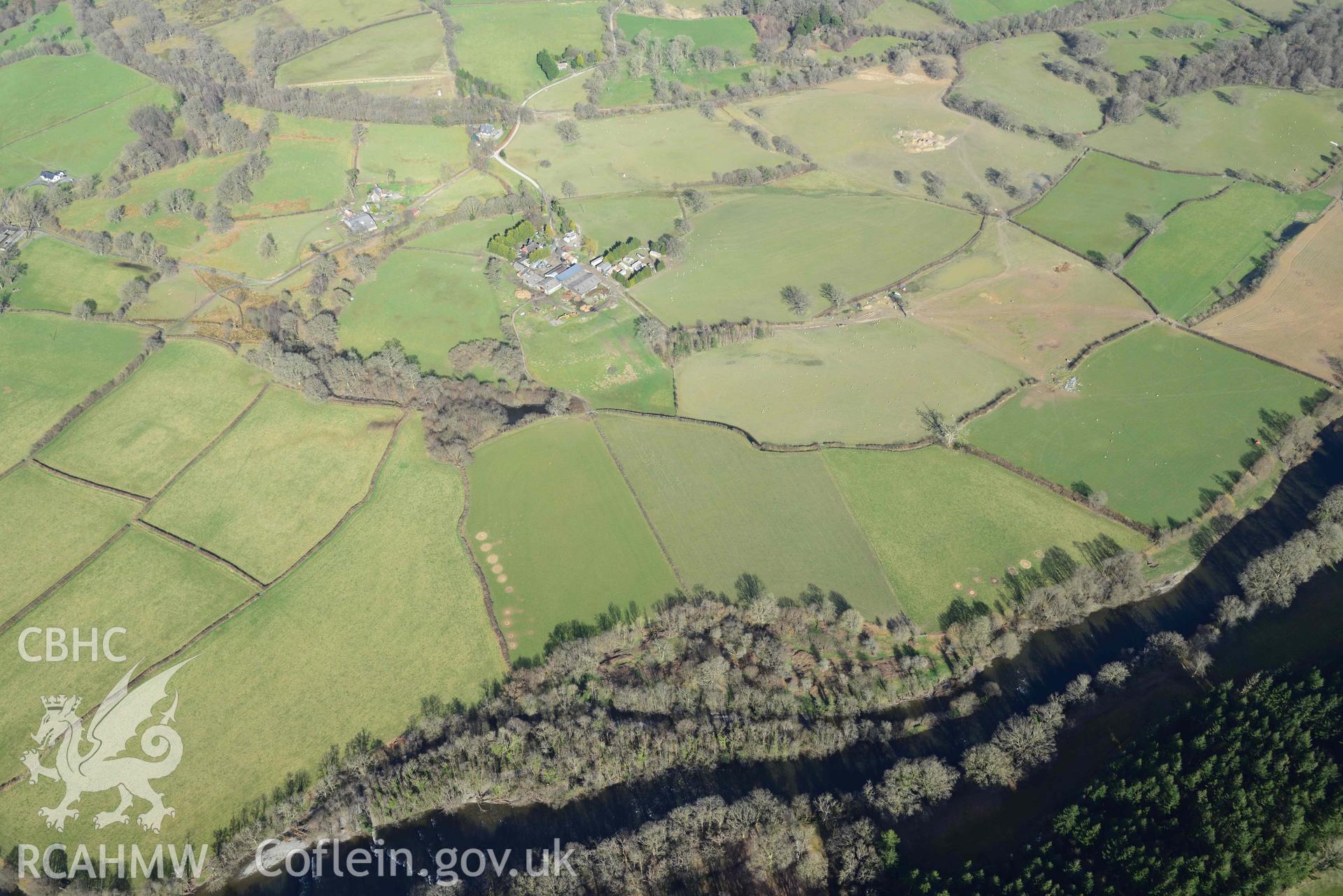 Penmincae Roman fortlet. Oblique aerial photograph taken during the Royal Commission’s programme of archaeological aerial reconnaissance by Toby Driver on 14 March 2022.