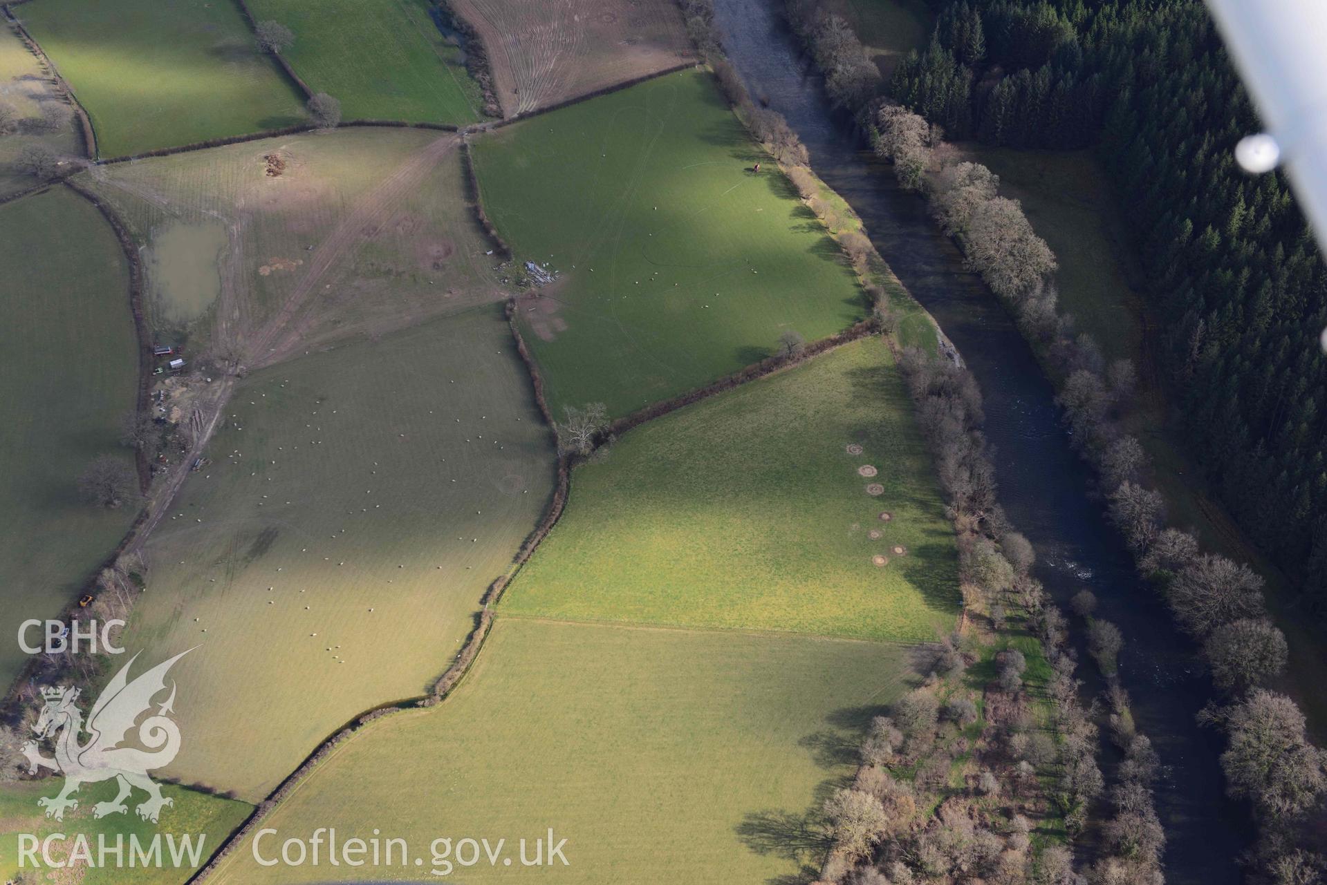 Penmincae Roman fortlet. Oblique aerial photograph taken during the Royal Commission’s programme of archaeological aerial reconnaissance by Toby Driver on 14 March 2022.