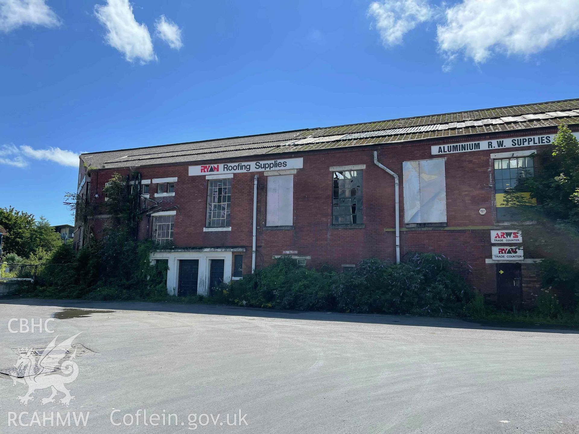 Photograph from a Building Survey & Photographic Record (Level 3), Written Record (Volume 1), of a building on the former Curran Engineering Works site (DR017/Orion 5 Building), at Curran Embankment, Cardiff. Carried out by Turley Heritage in October 2023 as part of planning conditions, Reference: 21/00783/MJR.