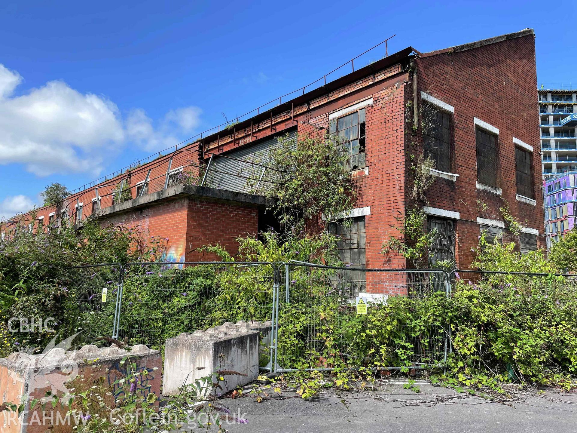 Photograph from a Building Survey & Photographic Record (Level 3), Written Record (Volume 1), of a building on the former Curran Engineering Works site (DR017/Orion 5 Building), at Curran Embankment, Cardiff. Carried out by Turley Heritage in October 2023 as part of planning conditions, Reference: 21/00783/MJR.