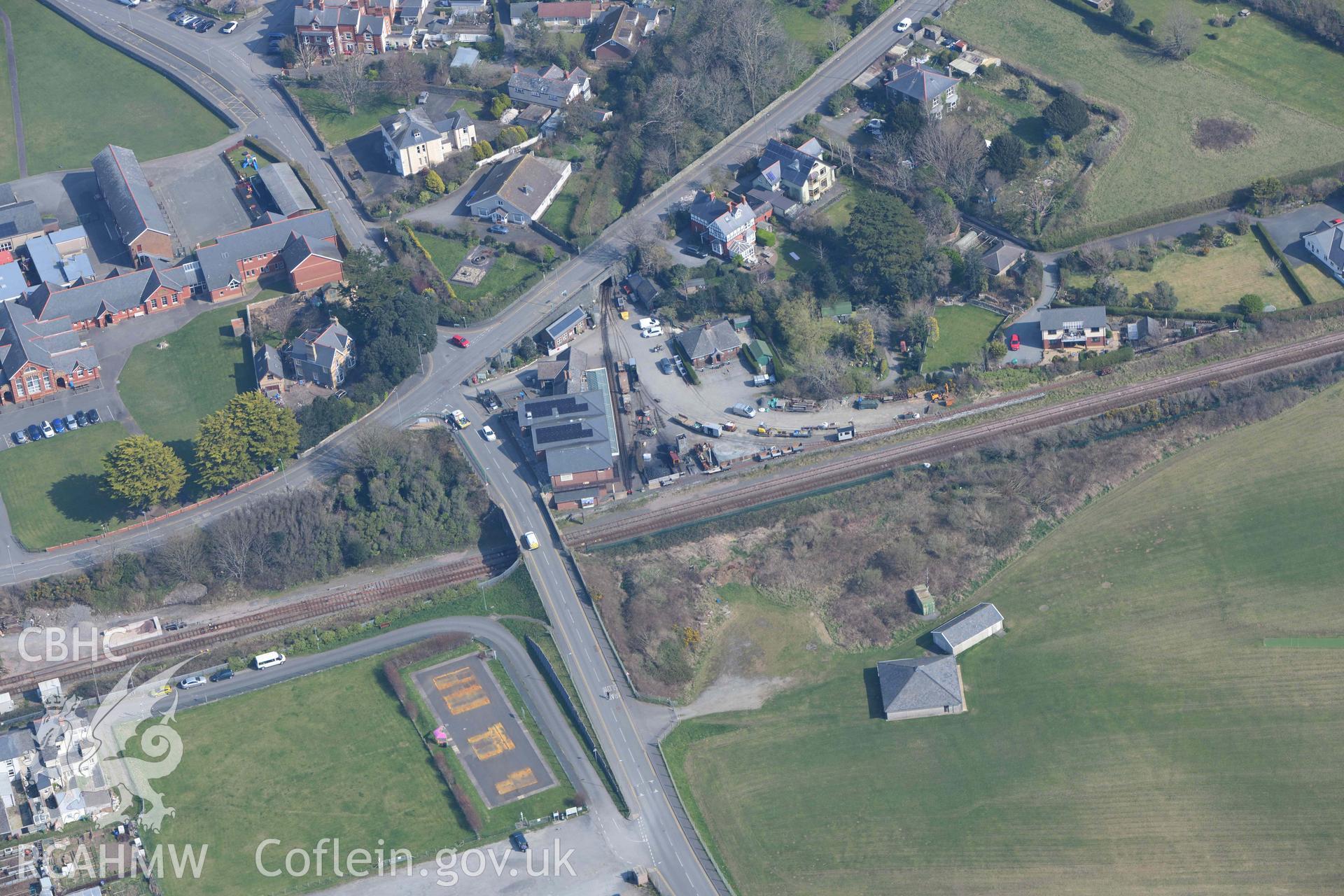 Talyllyn Railway Station. Oblique aerial photographs taken during the Royal Commission’s programme of archaeological aerial reconnaissance by Toby Driver on 25 March 2022.