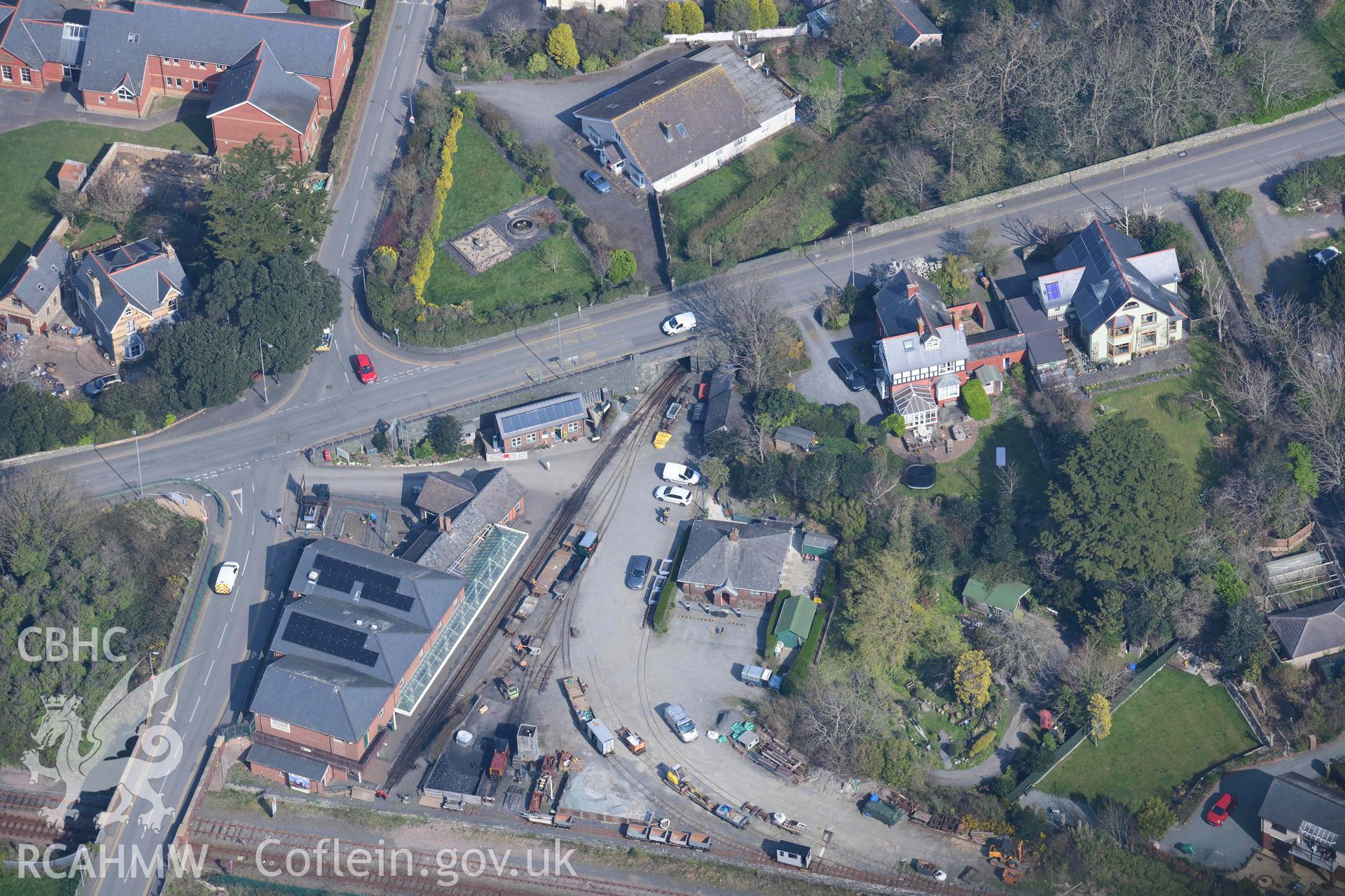 Talyllyn Railway Station. Oblique aerial photographs taken during the Royal Commission’s programme of archaeological aerial reconnaissance by Toby Driver on 25 March 2022.