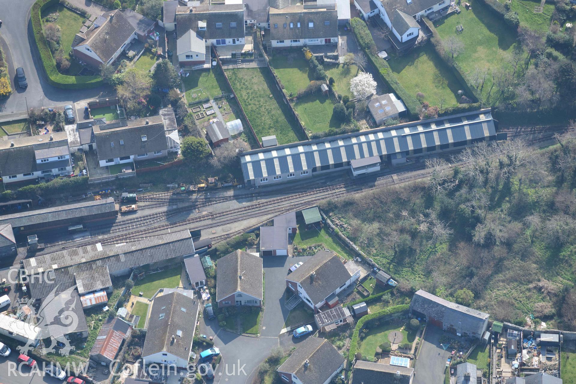 Talyllyn Railway Station. Oblique aerial photographs taken during the Royal Commission’s programme of archaeological aerial reconnaissance by Toby Driver on 25 March 2022.