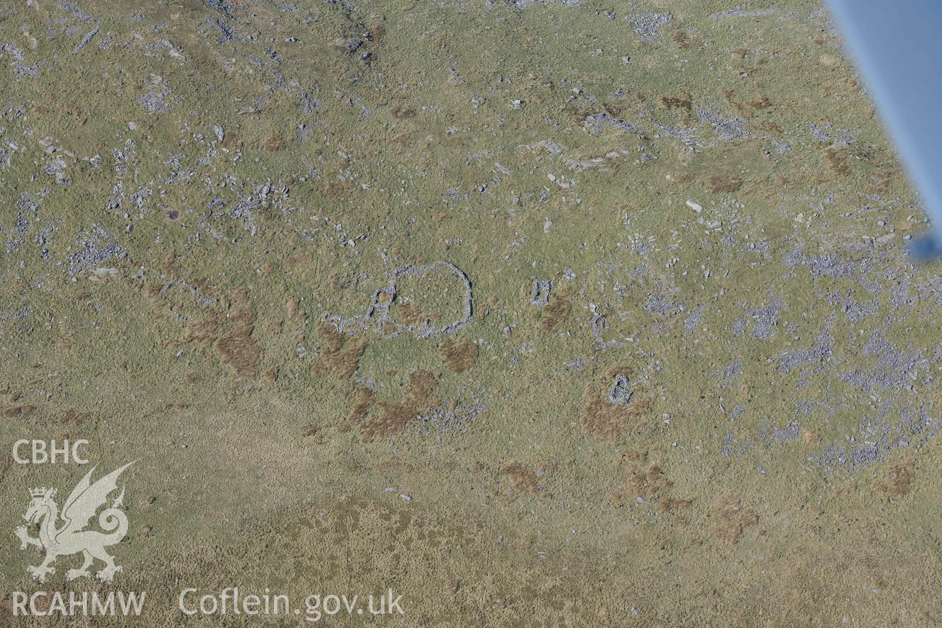 Craig y Dinas Hillfort, settlement and longhuts. Oblique aerial photographs taken during the Royal Commission’s programme of archaeological aerial reconnaissance by Toby Driver on 25 March 2022.