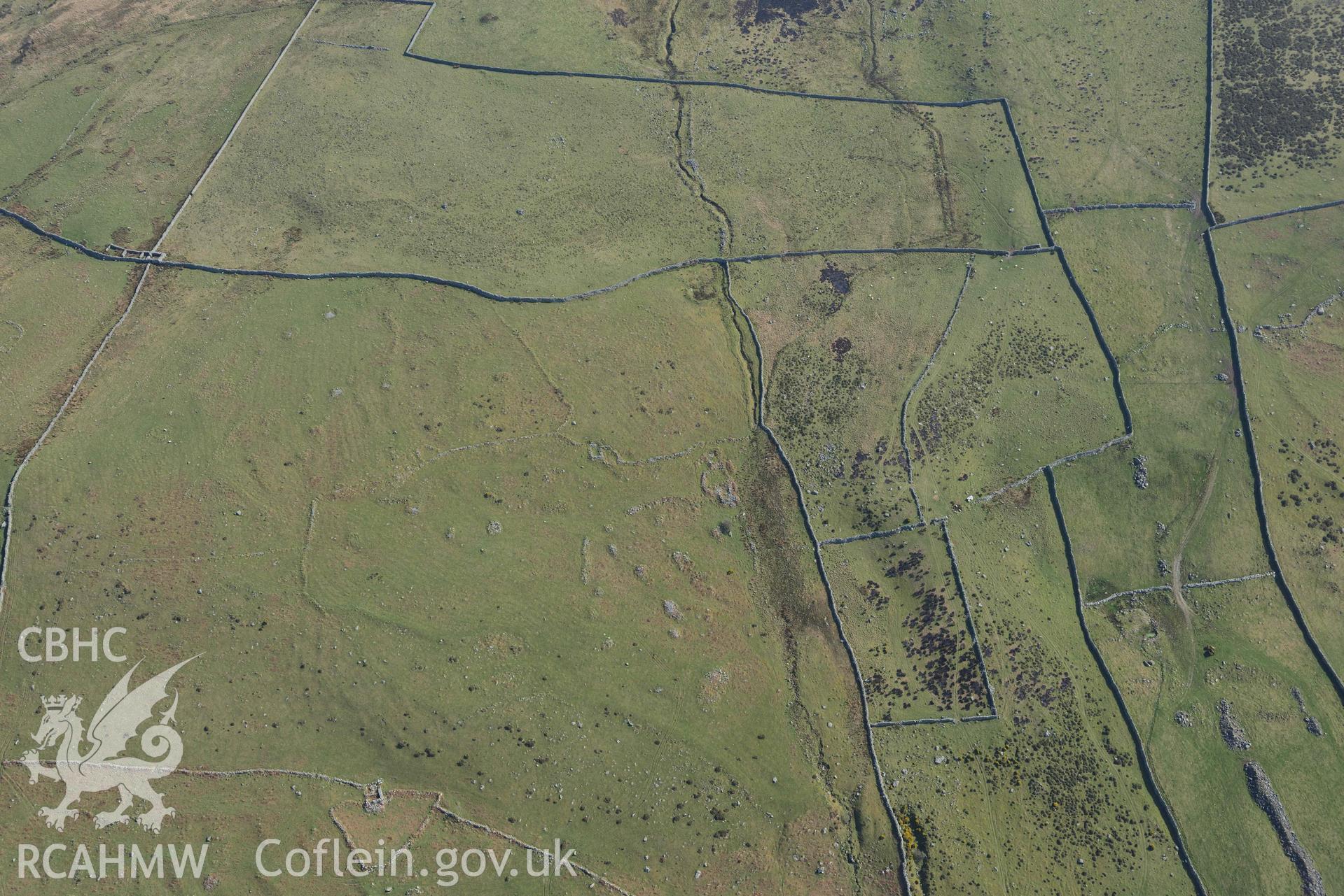 Mynydd Egryn south, field system. Oblique aerial photograph taken during the Royal Commission’s programme of archaeological aerial reconnaissance by Toby Driver on 25 March 2022.