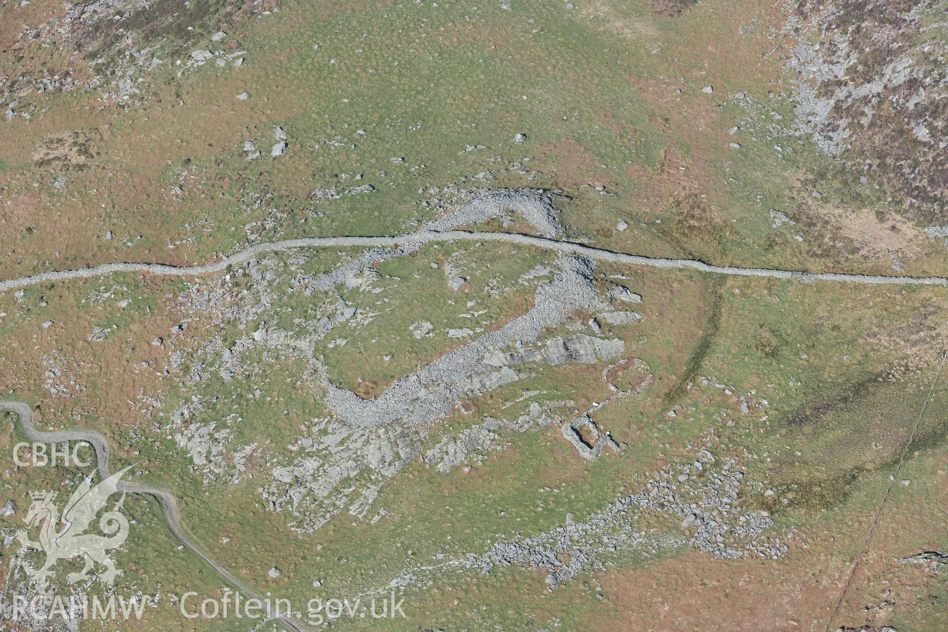 Castell Llanaber or Ffrodd Fechan Fort. Oblique aerial photographs taken during the Royal Commission’s programme of archaeological aerial reconnaissance by Toby Driver on 25 March 2022.